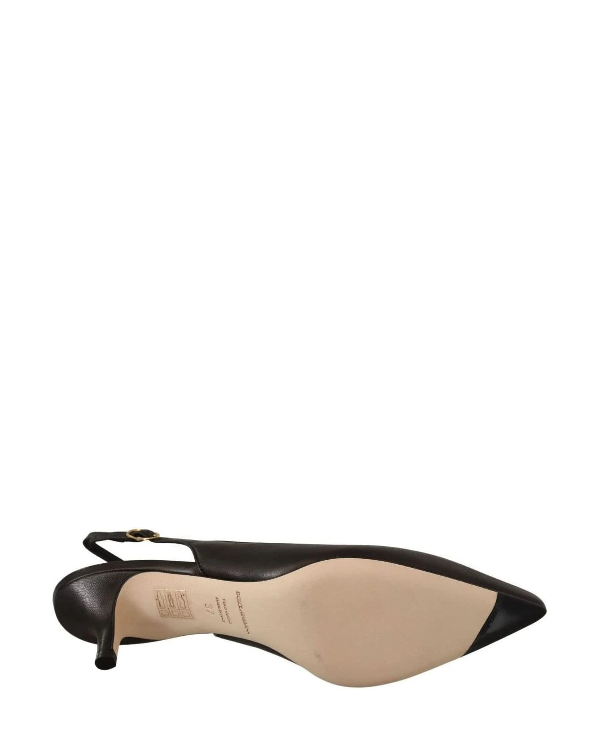 Dolce & Gabbana Black Leather Slingbacks Heels Pumps Shoes Heels