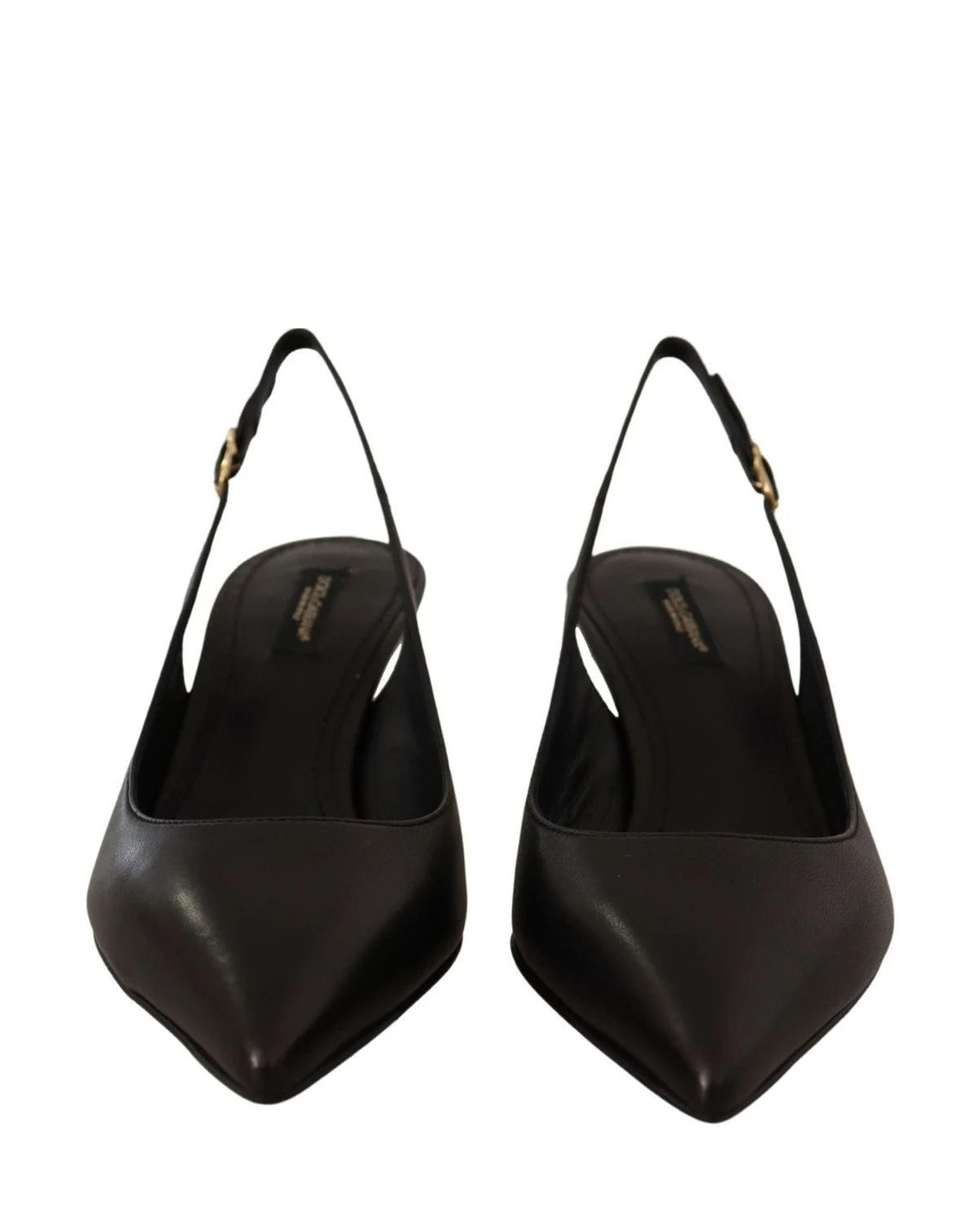Dolce & Gabbana Black Leather Slingbacks Heels Pumps Shoes Heels