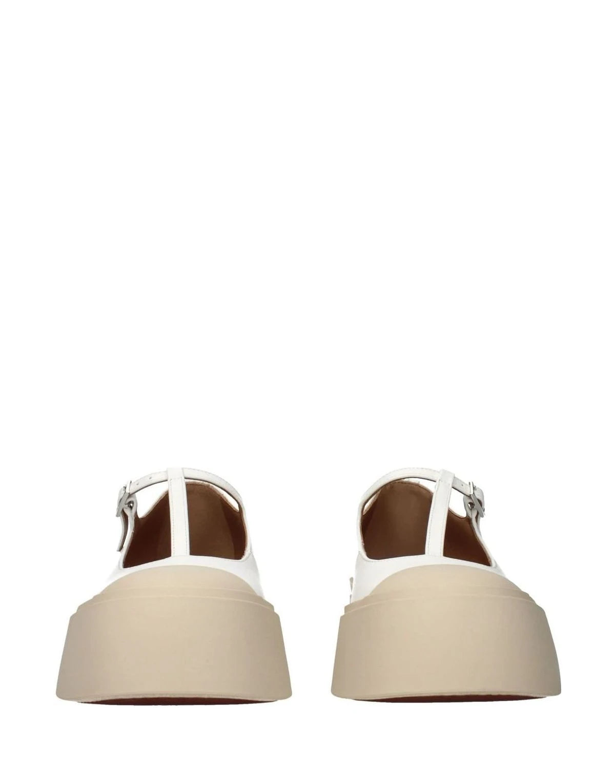 Marni White Leather Slip On Loafers Flats