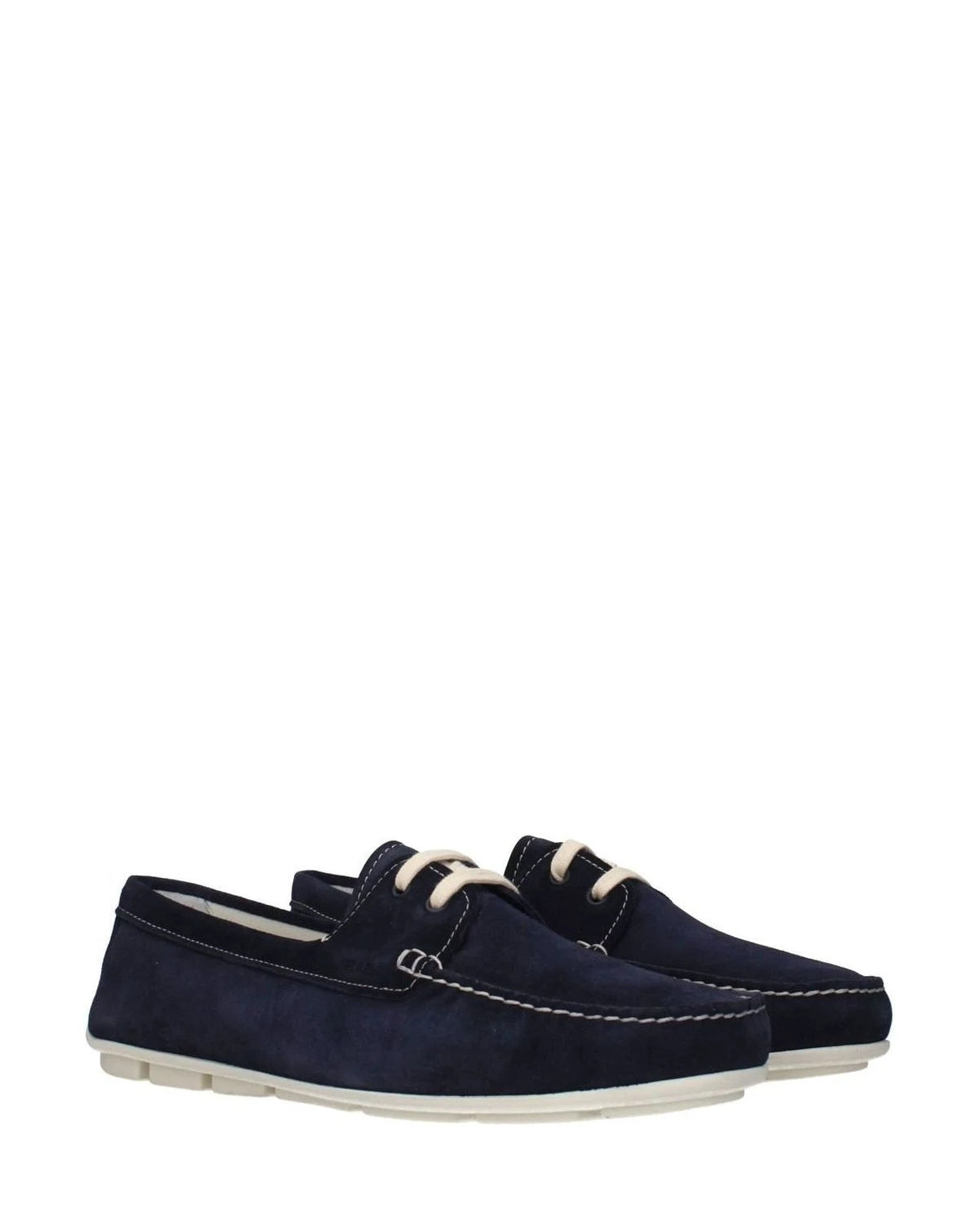 Prada Blue Leather Slip On Loafers Flats