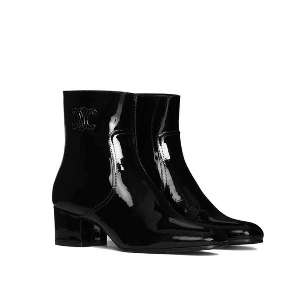 Celine Leather Triomphe Zipped Boots