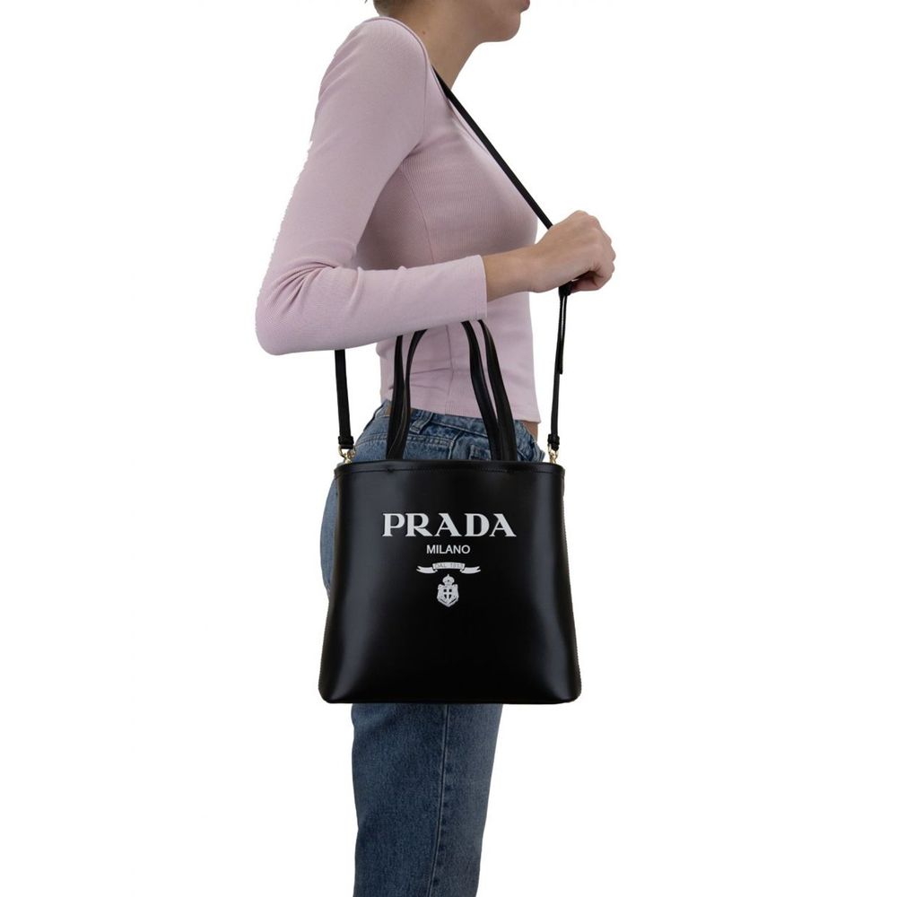 Prada Leather Logo Tote Bag