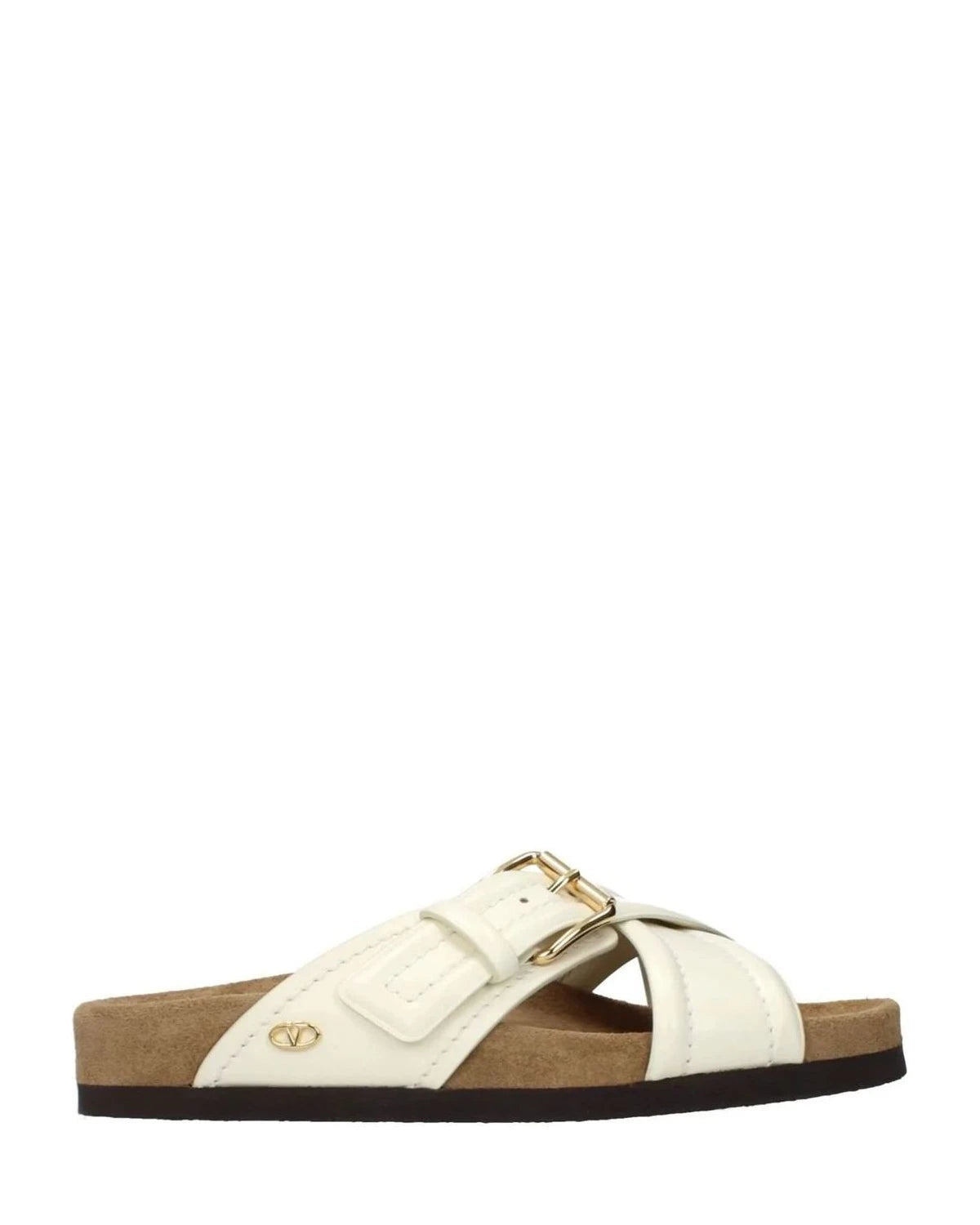 Valentino Garavani Beige Leather Slippers Flats