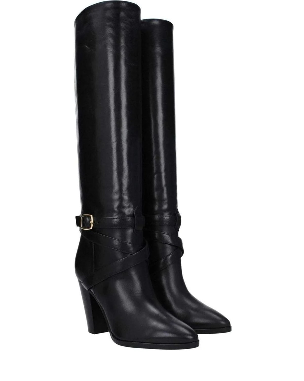 Celine Black Leather High Heel Boots Boots