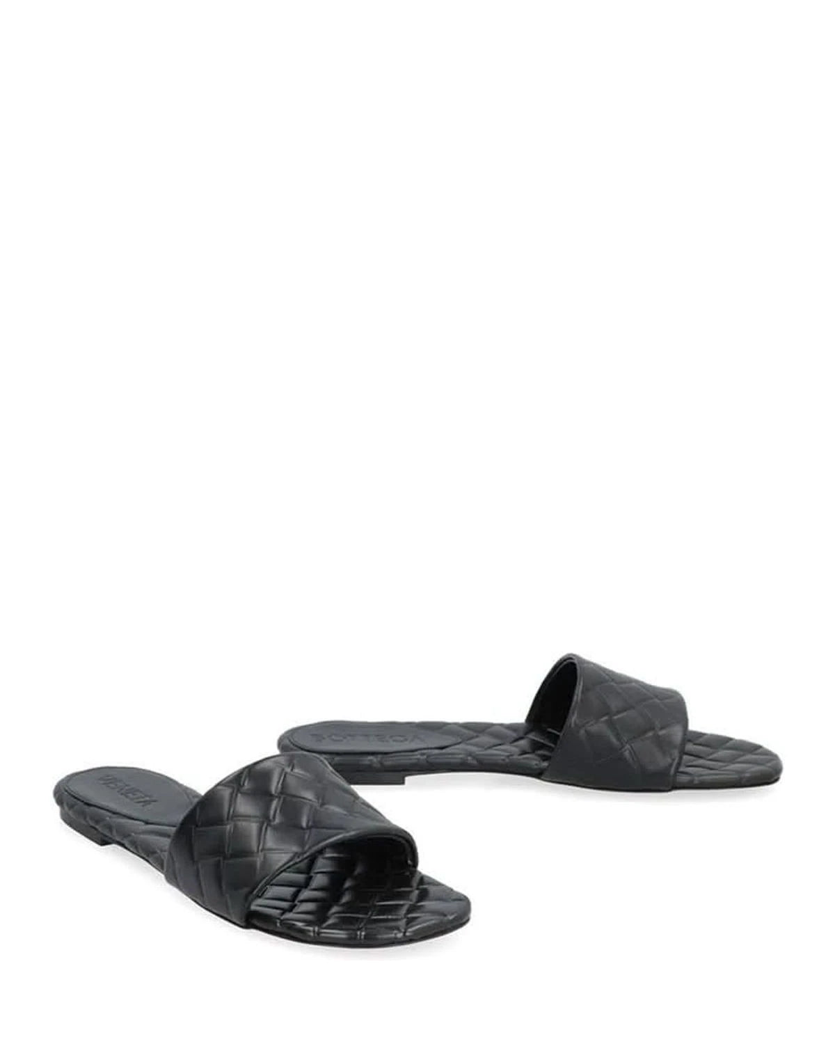 Bottega Veneta Black Leather Lamb Mules Flats