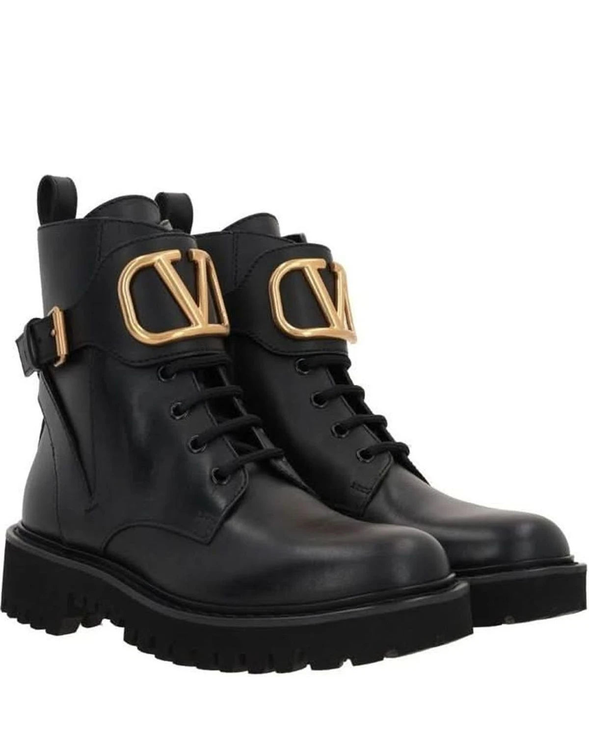Valentino Garavani Black Lace Calfskin Up Boots Boots
