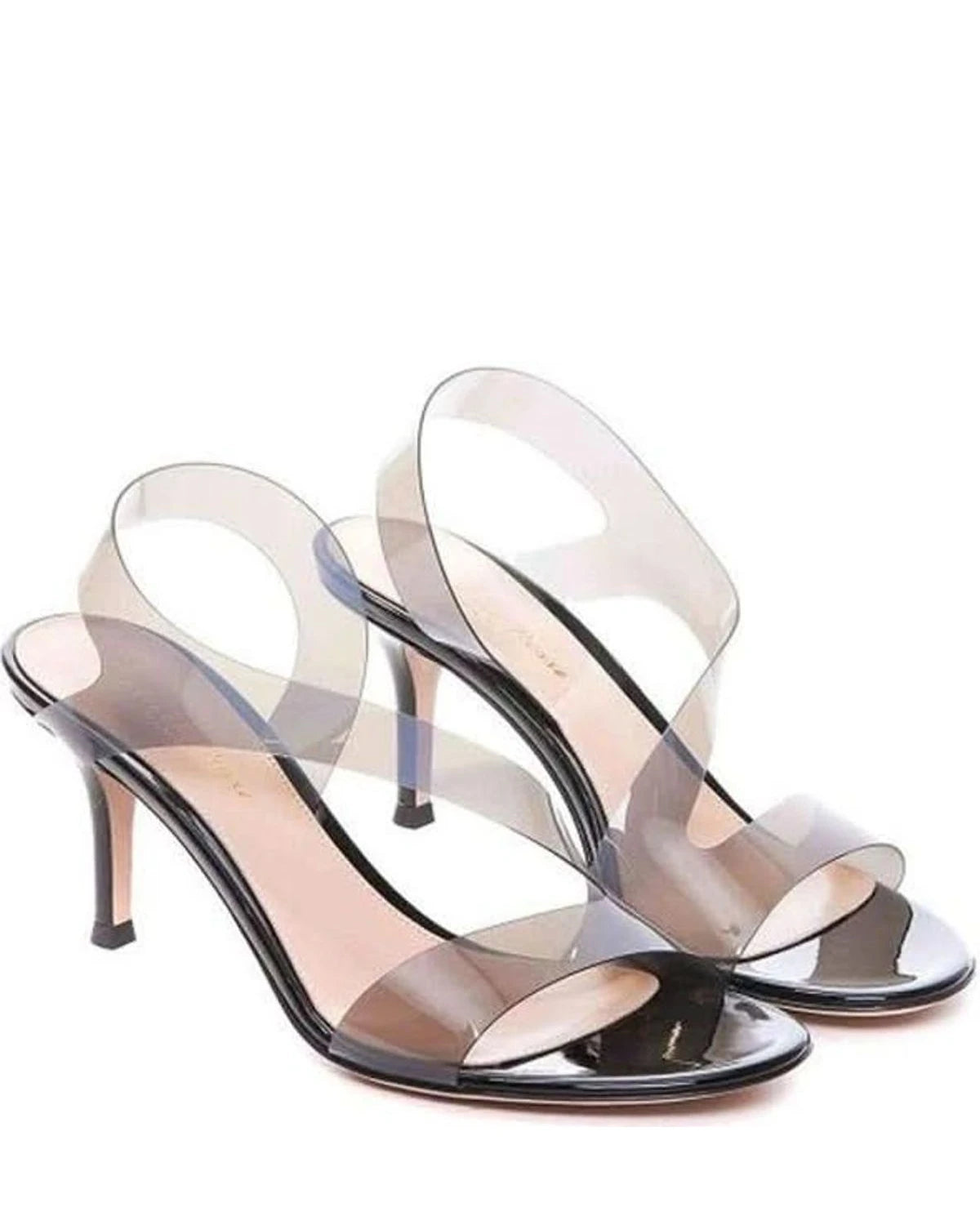 Gianvito Rossi Black Rubber Stiletto Heel Sandals Heels