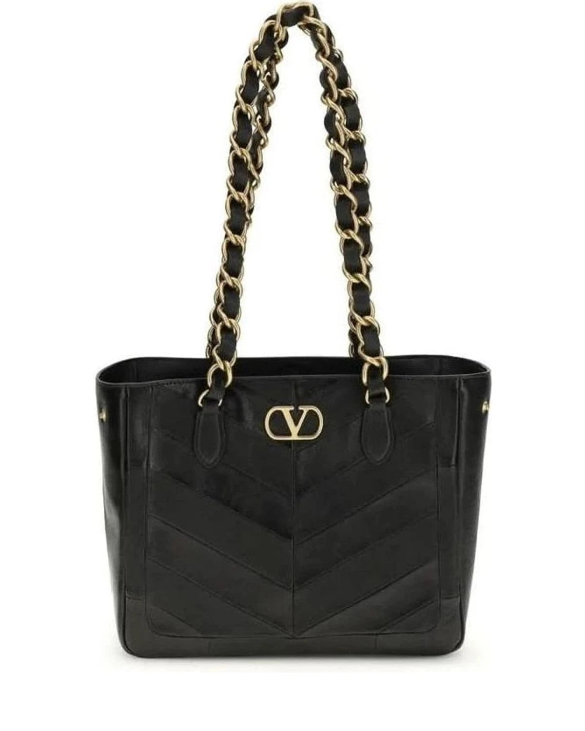 Valentino Garavani Black Calf Leather Bos Taurus Shoulder Bag Shoulder Bags