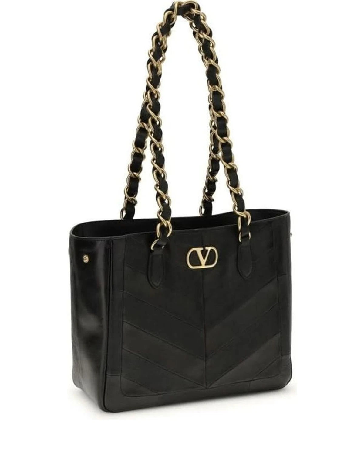 Valentino Garavani Black Calf Leather Bos Taurus Shoulder Bag Shoulder Bags
