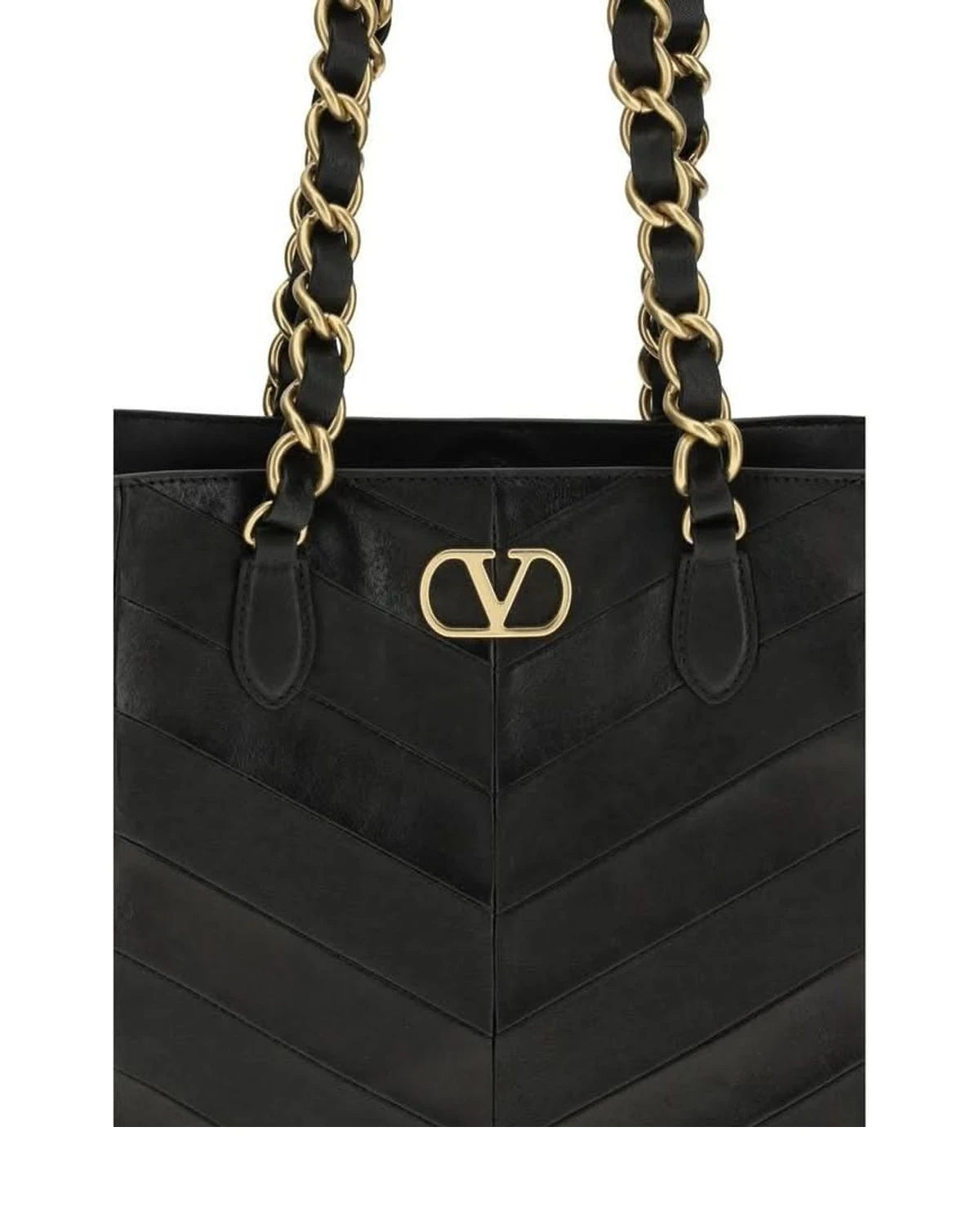 Valentino Garavani Black Calf Leather Bos Taurus Shoulder Bag Shoulder Bags
