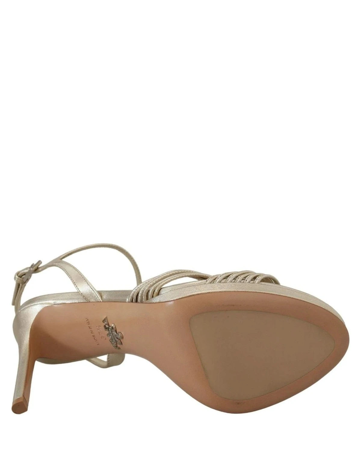 Prada Gold Leather Sandals Ankle Strap Heels Heels