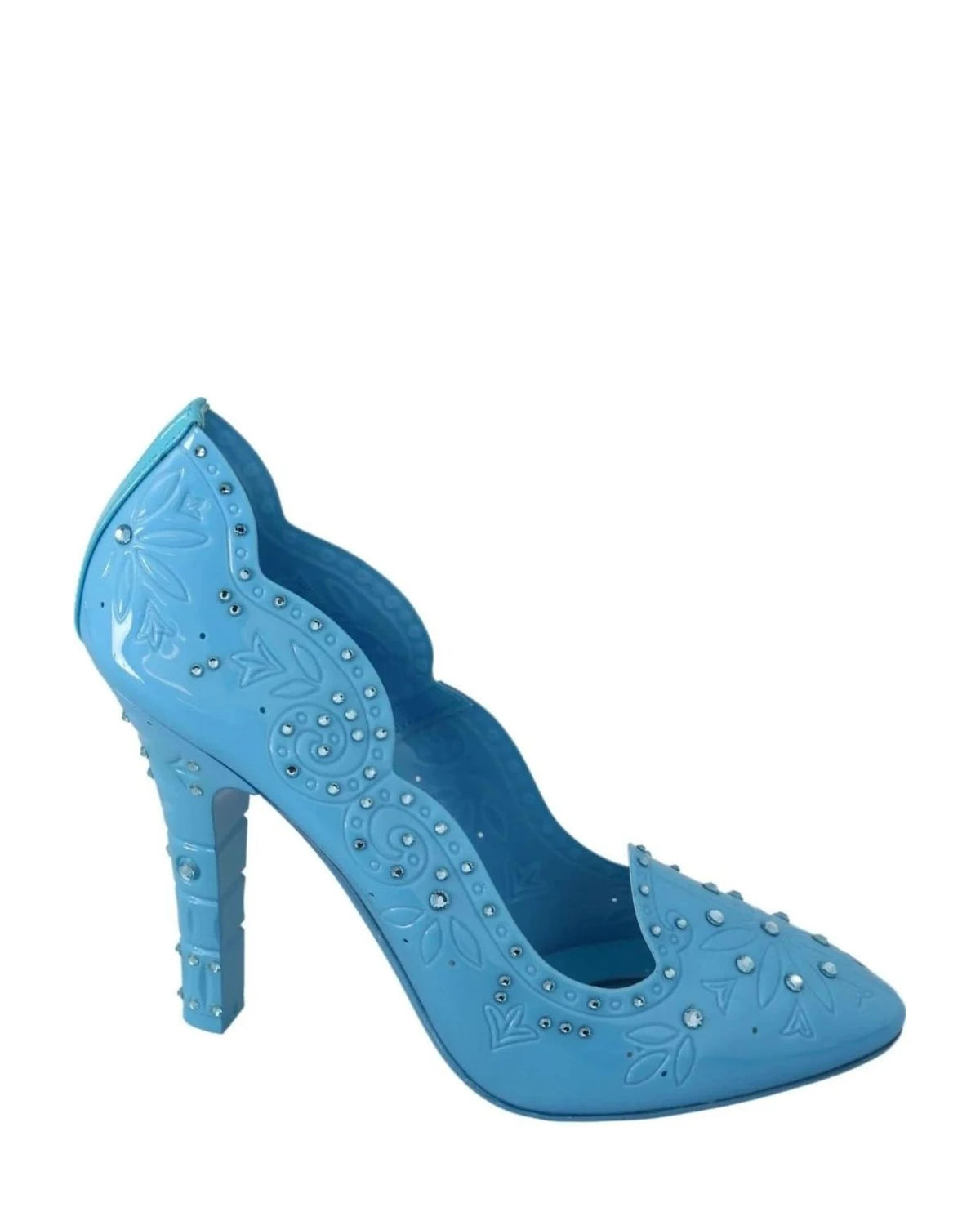 Dolce & Gabbana Blue Crystal Floral Cinderella Heels Heels
