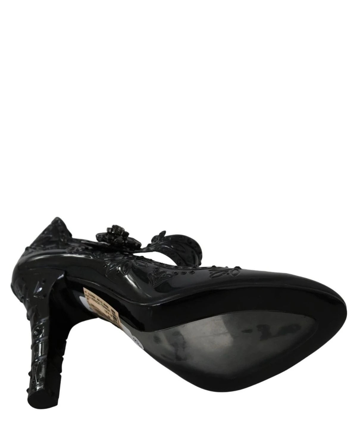 Dolce & Gabbana Black Floral Crystal Cinderella Heels Heels