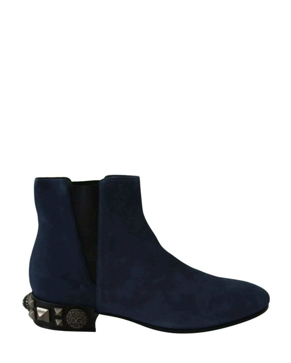 Dolce & Gabbana Blue Suede Embellished Studded Boots Boots