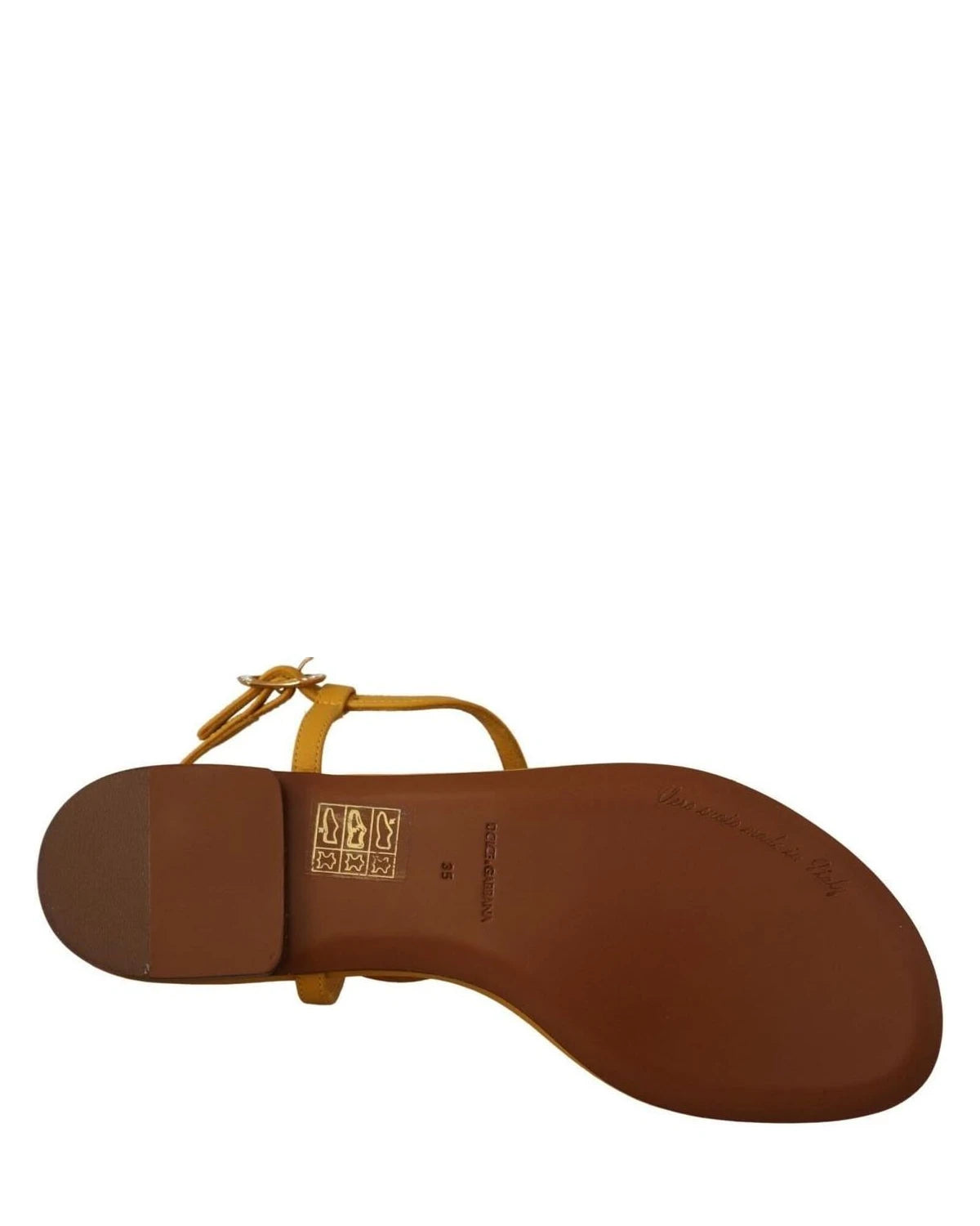 Dolce & Gabbana Leather Mustard Devotion Sandals Sandals