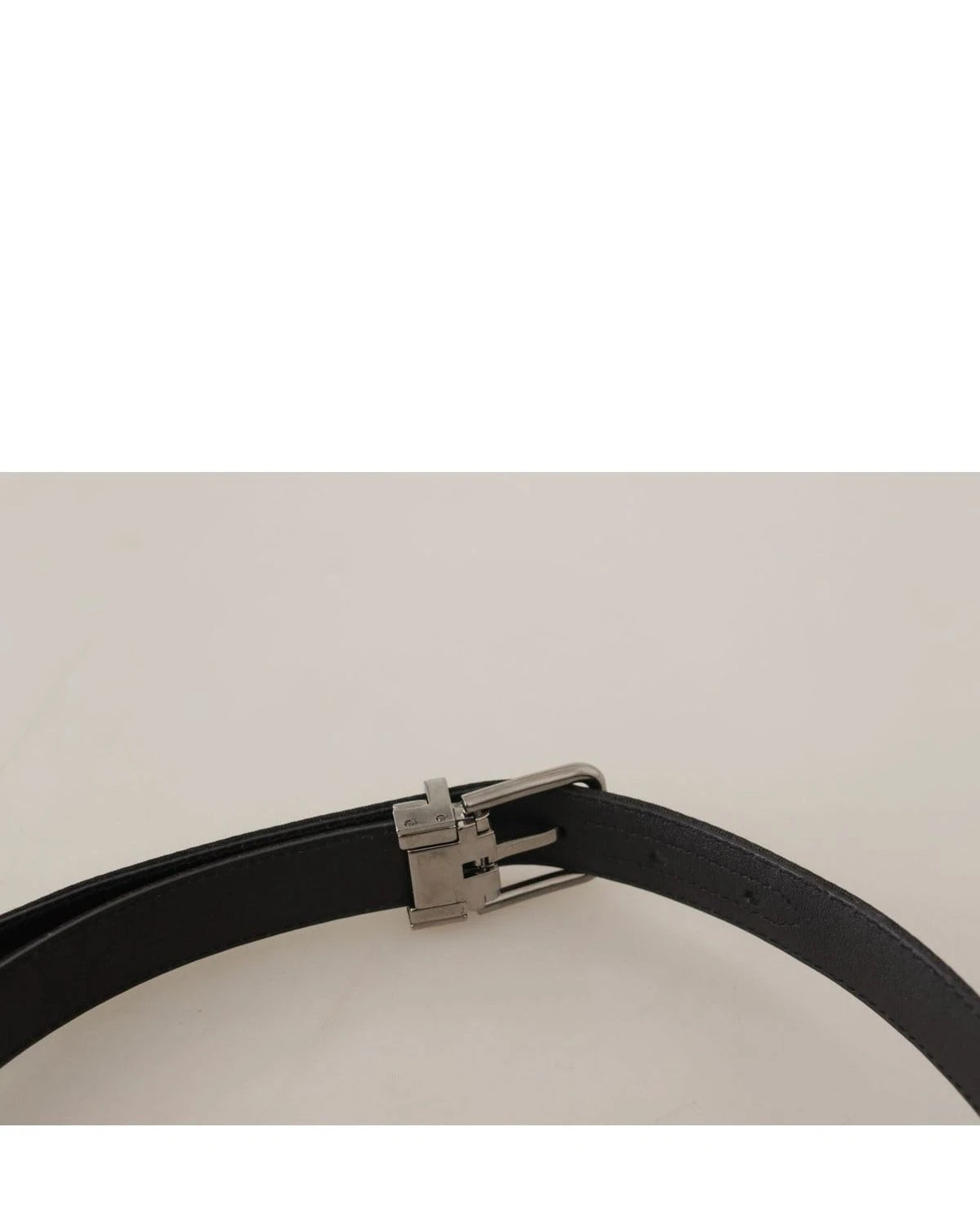 Dolce & Gabbana Black Canvas Leather Silver Tone Metal Buckle Belt Belts
