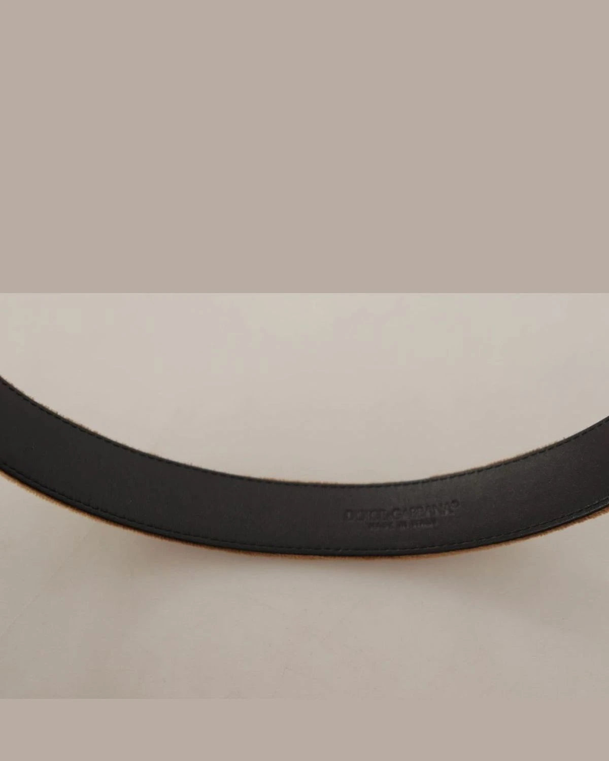 Dolce & Gabbana Brown Velvet Bronze Vintage Logo Metal Buckle Belt Belts
