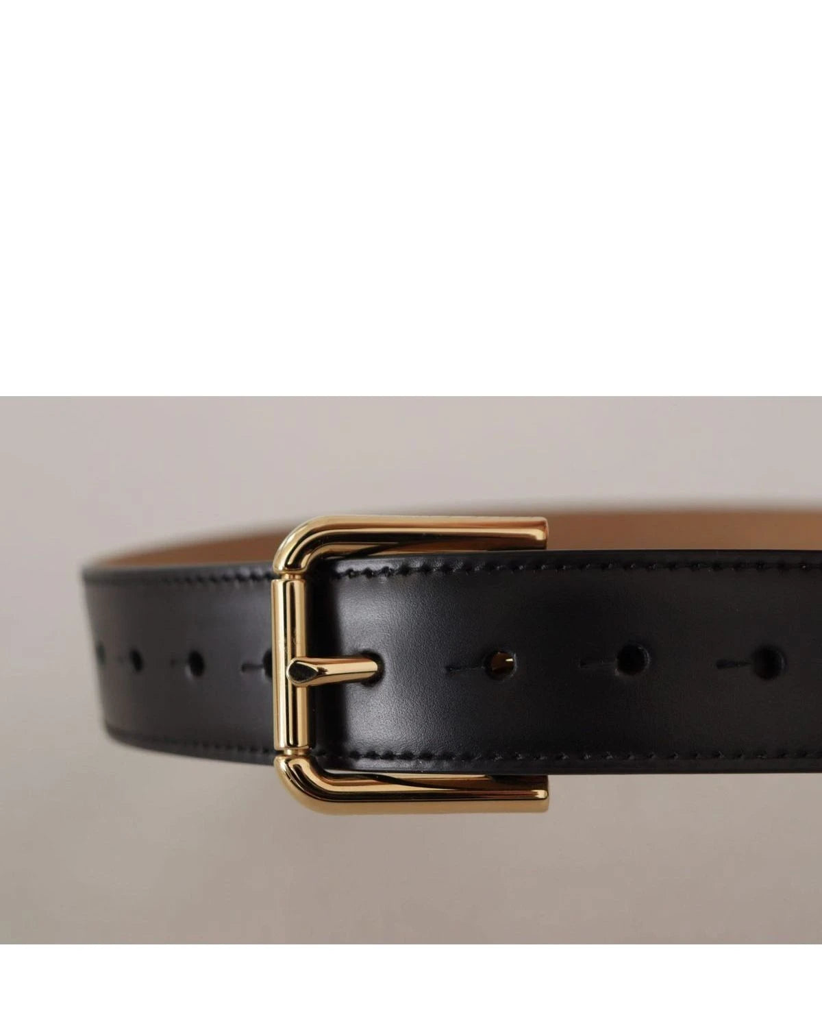 Dolce & Gabbana Black Leather Solid Classic Gold Waist Buckle Belt Belts