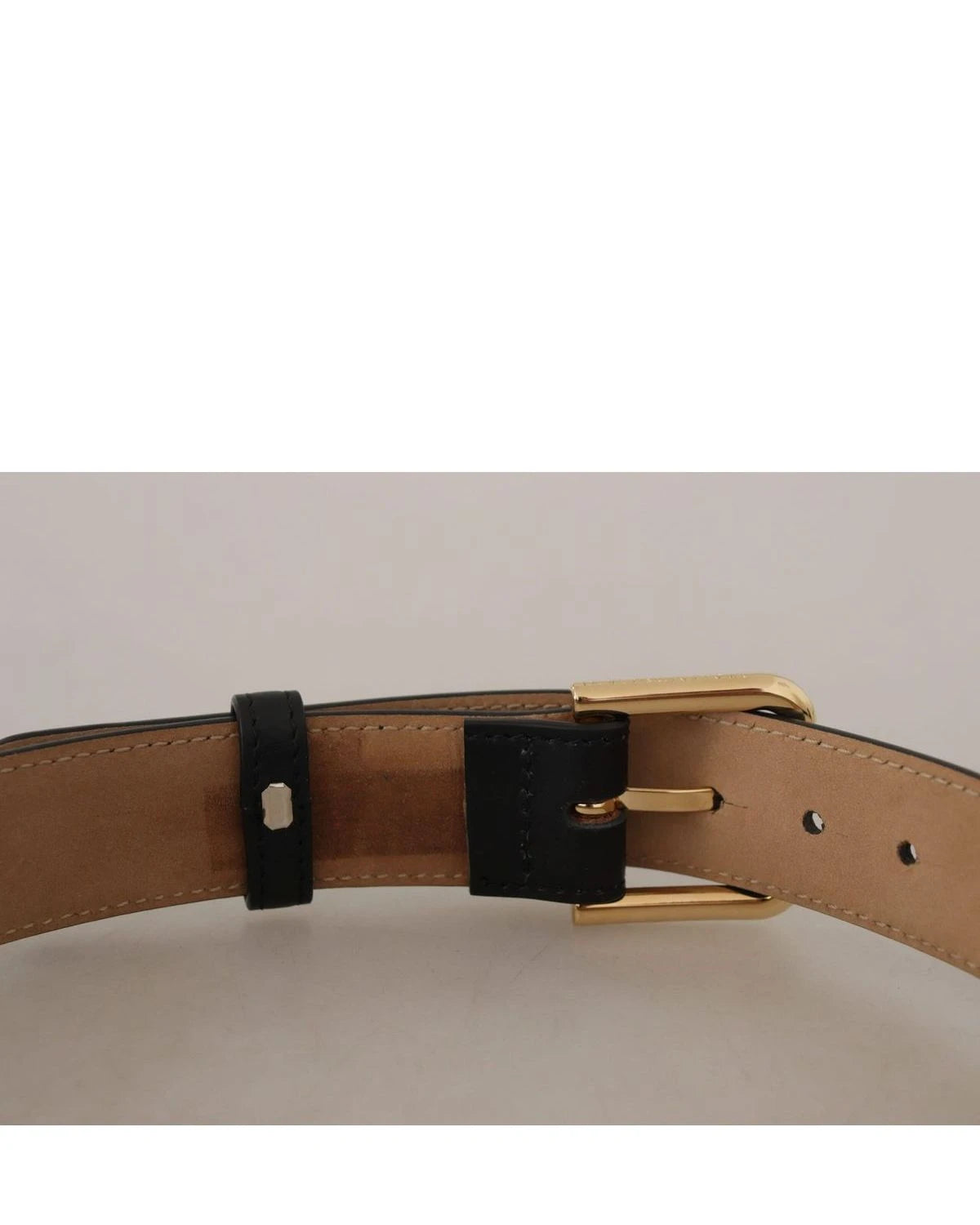 Dolce & Gabbana Black Leather Solid Classic Gold Waist Buckle Belt Belts