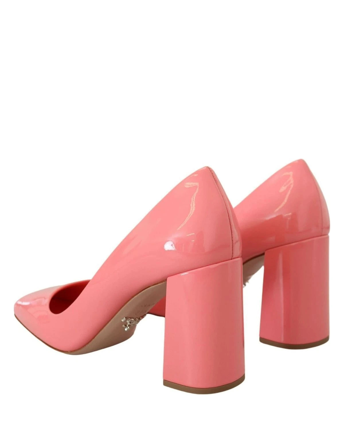 Prada Pink Leather Patent Block Heels Heels
