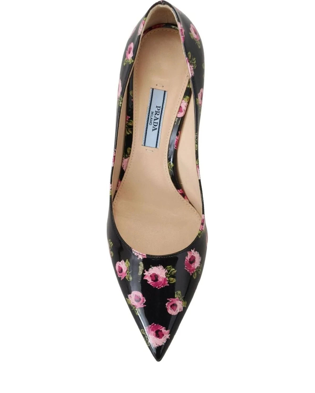 Prada Black Leather Floral Heels Stilettos Pumps Heels