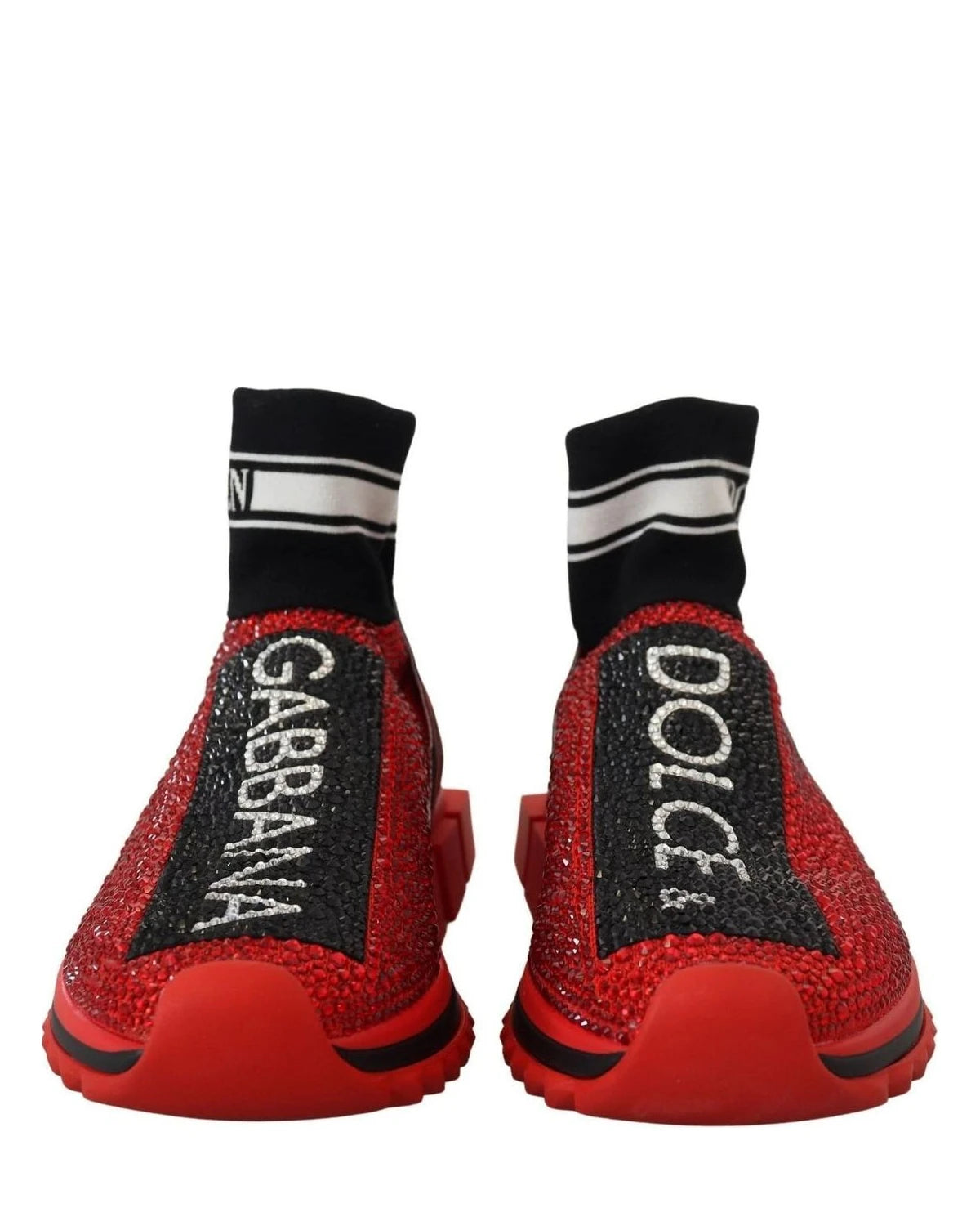 Dolce & Gabbana Red Bling Sorrento Sneakers Socks Shoes Sneakers