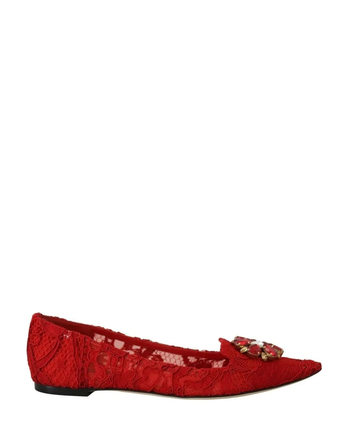 Dolce & Gabbana Red Taormina Crystals Loafers Flats Flats