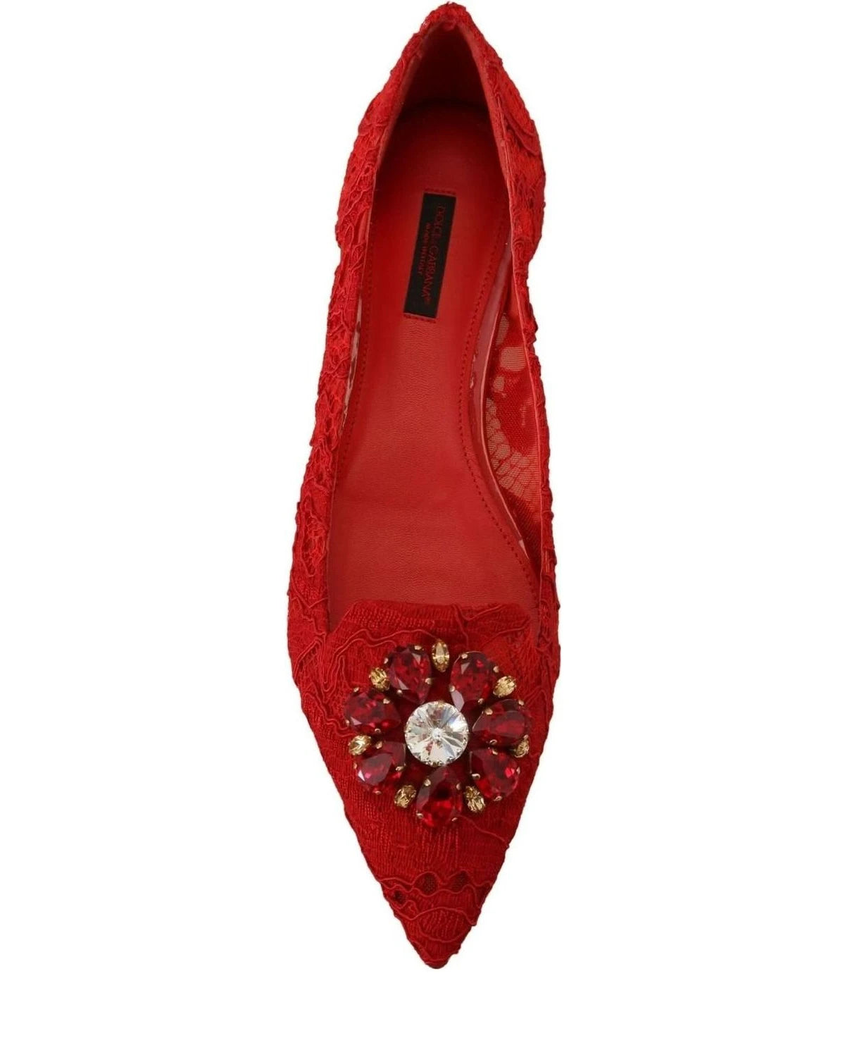 Dolce & Gabbana Red Taormina Crystals Loafers Flats Flats