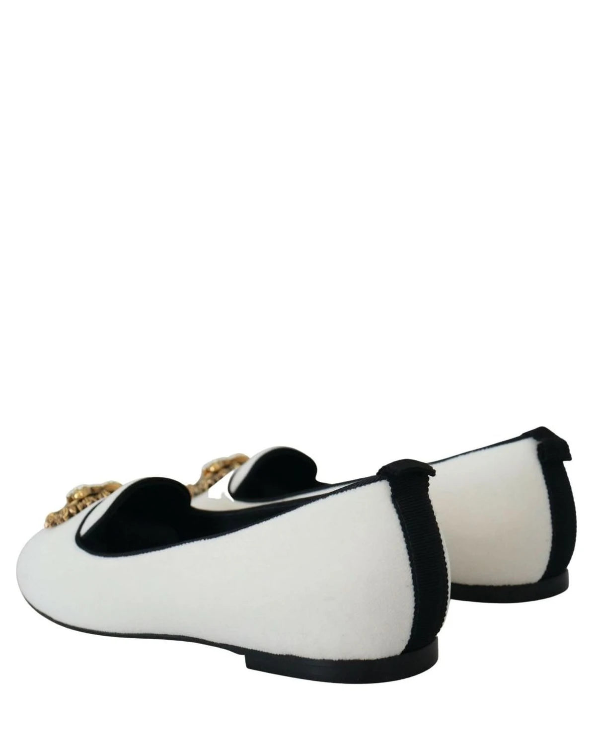 Dolce & Gabbana White Velvet Slip Ons Loafers Flats Flats