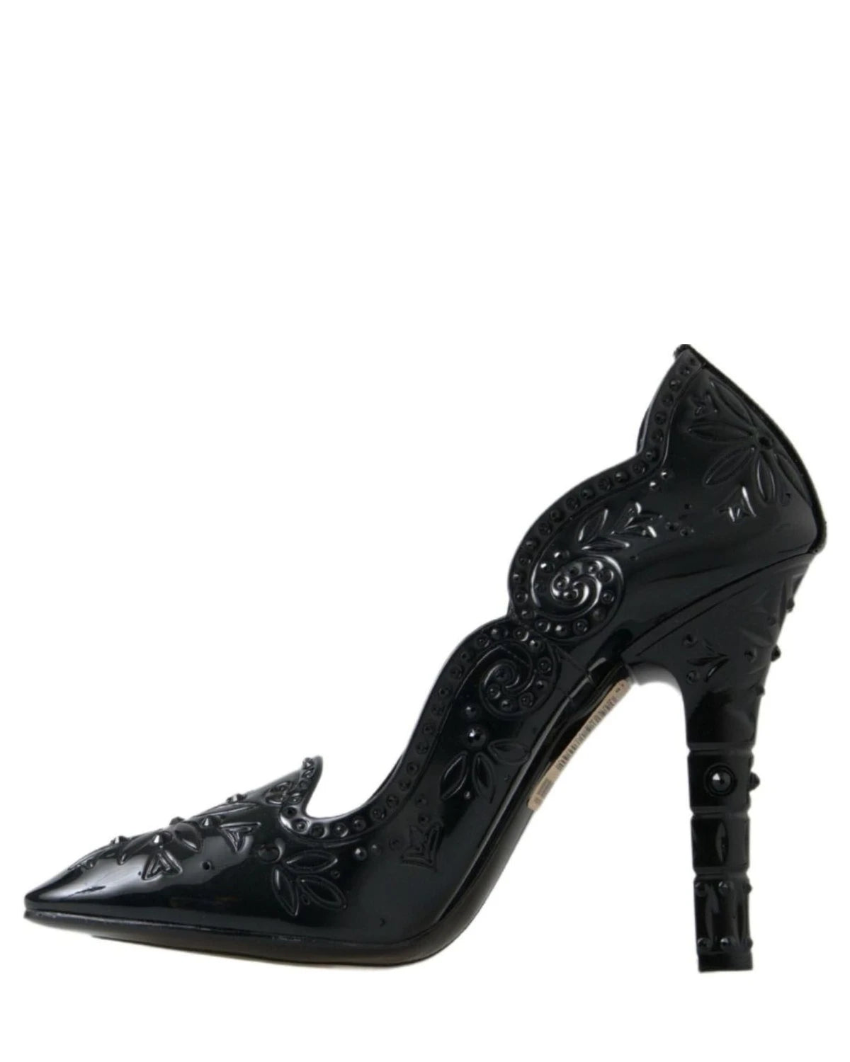 Dolce & Gabbana Black Cinderella Floral Crystal Heels Heels