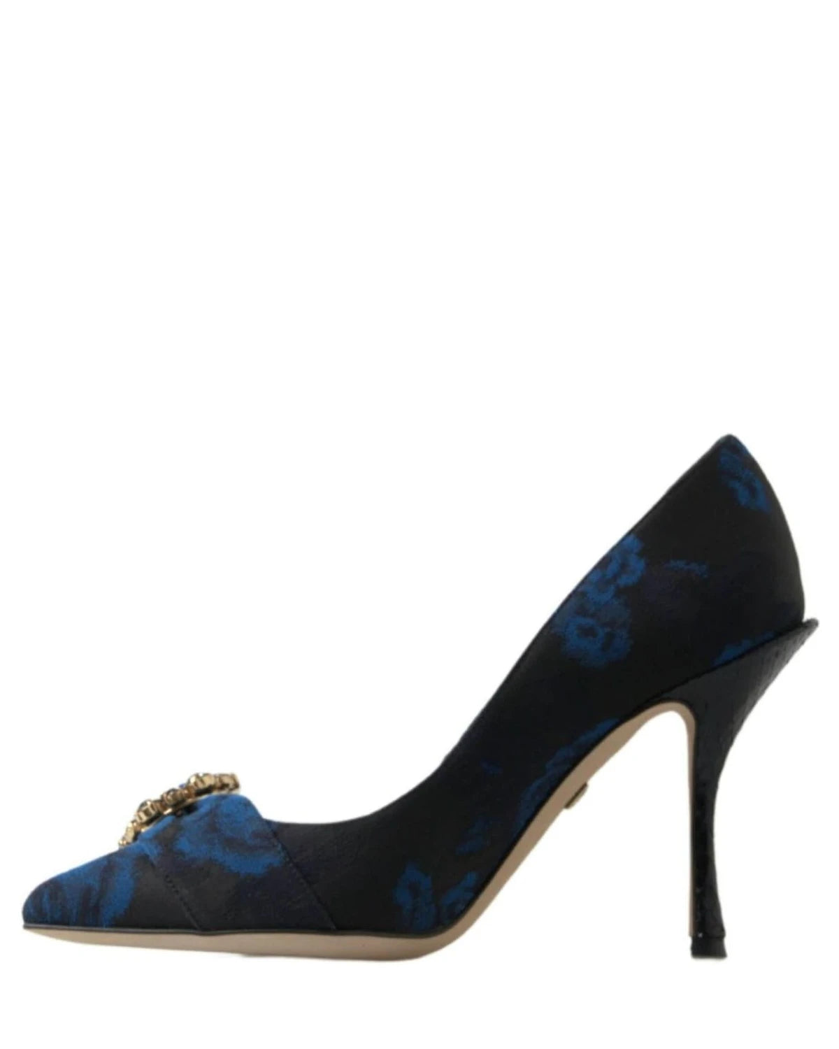Dolce & Gabbana Blue Floral Ayers Crystal Pumps Heels