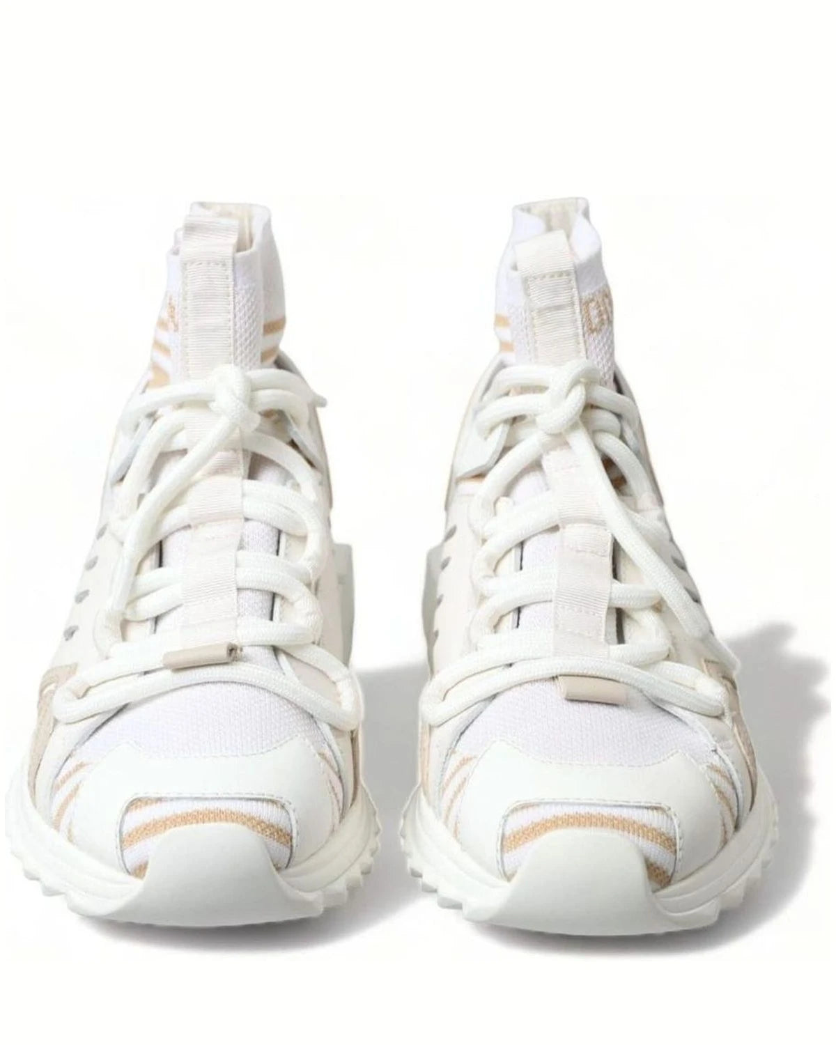 Dolce & Gabbana White Beige Sorrento Socks Sneakers Sneakers