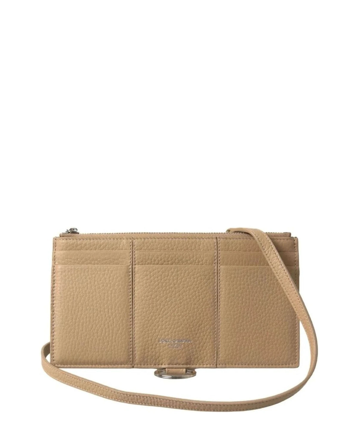Dolce & Gabbana Beige Leather Shoulder Cardholder Strap Wallet Wallets