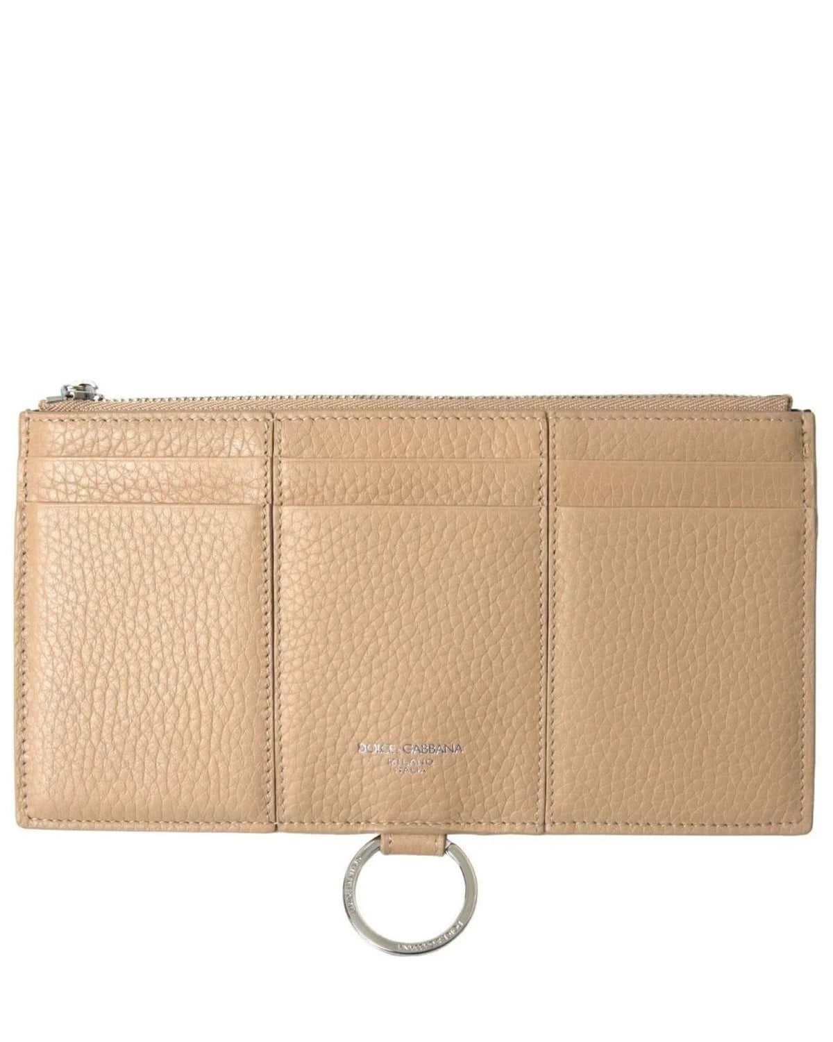 Dolce & Gabbana Beige Leather Shoulder Cardholder Strap Wallet Wallets