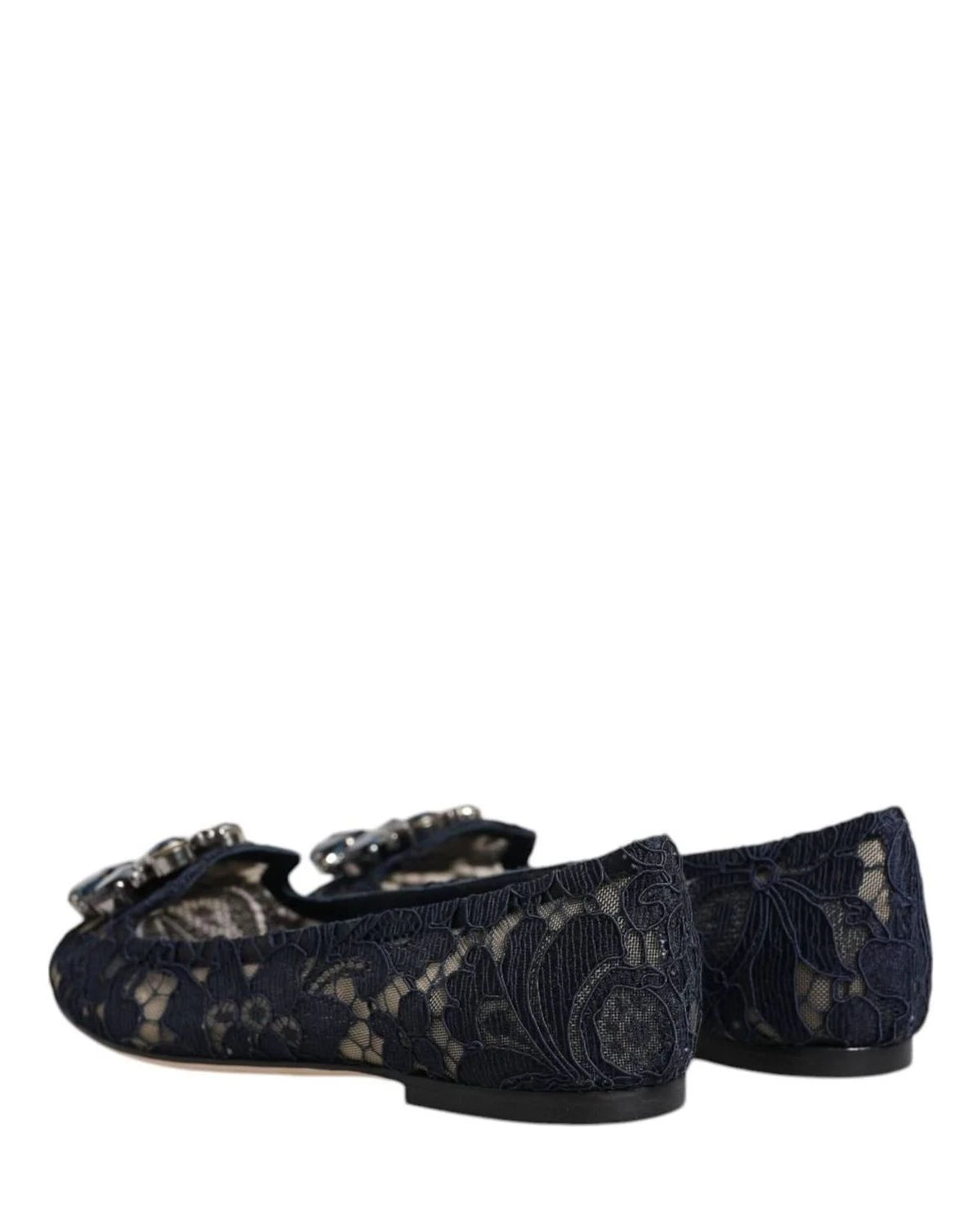 Dolce & Gabbana Blue Lace Taormina Crystals Flats Shoes Flats