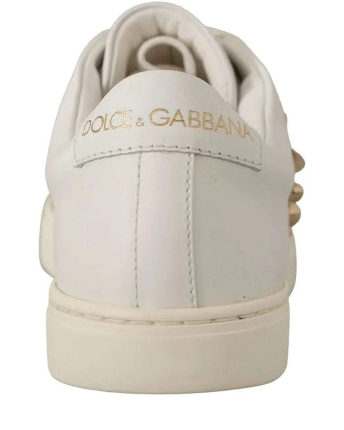 Dolce & Gabbana White Leather Gold Red Heart Sneakers Sneakers