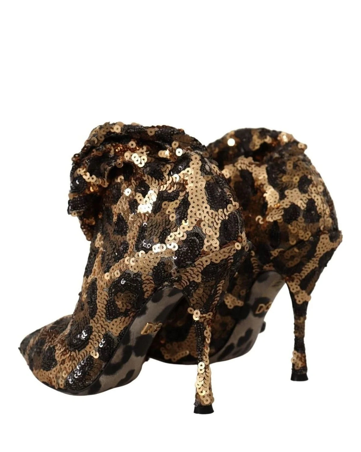 Dolce & Gabbana Gold Leopard Sequins Boots Boots