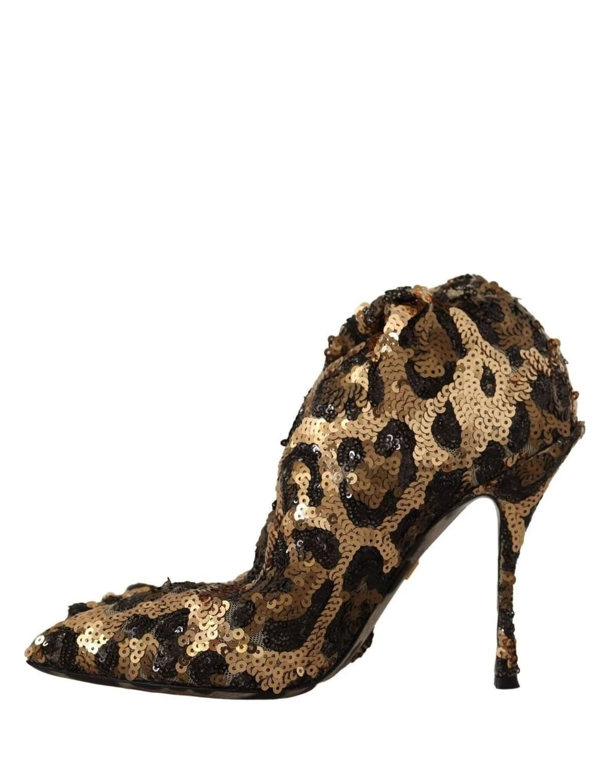 Dolce & Gabbana Gold Leopard Sequins Boots Boots