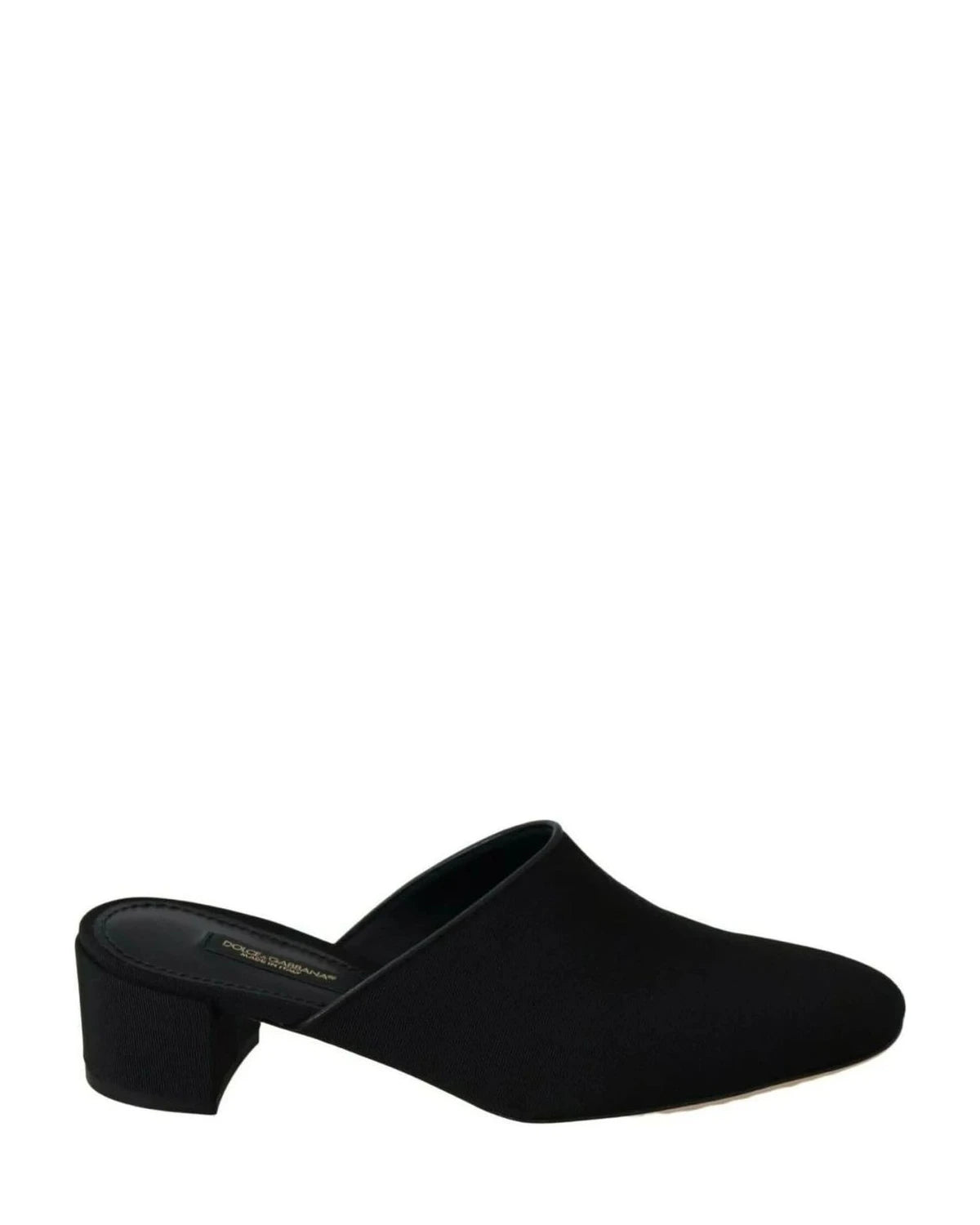 Dolce & Gabbana Black Grosgrain Slides Heels