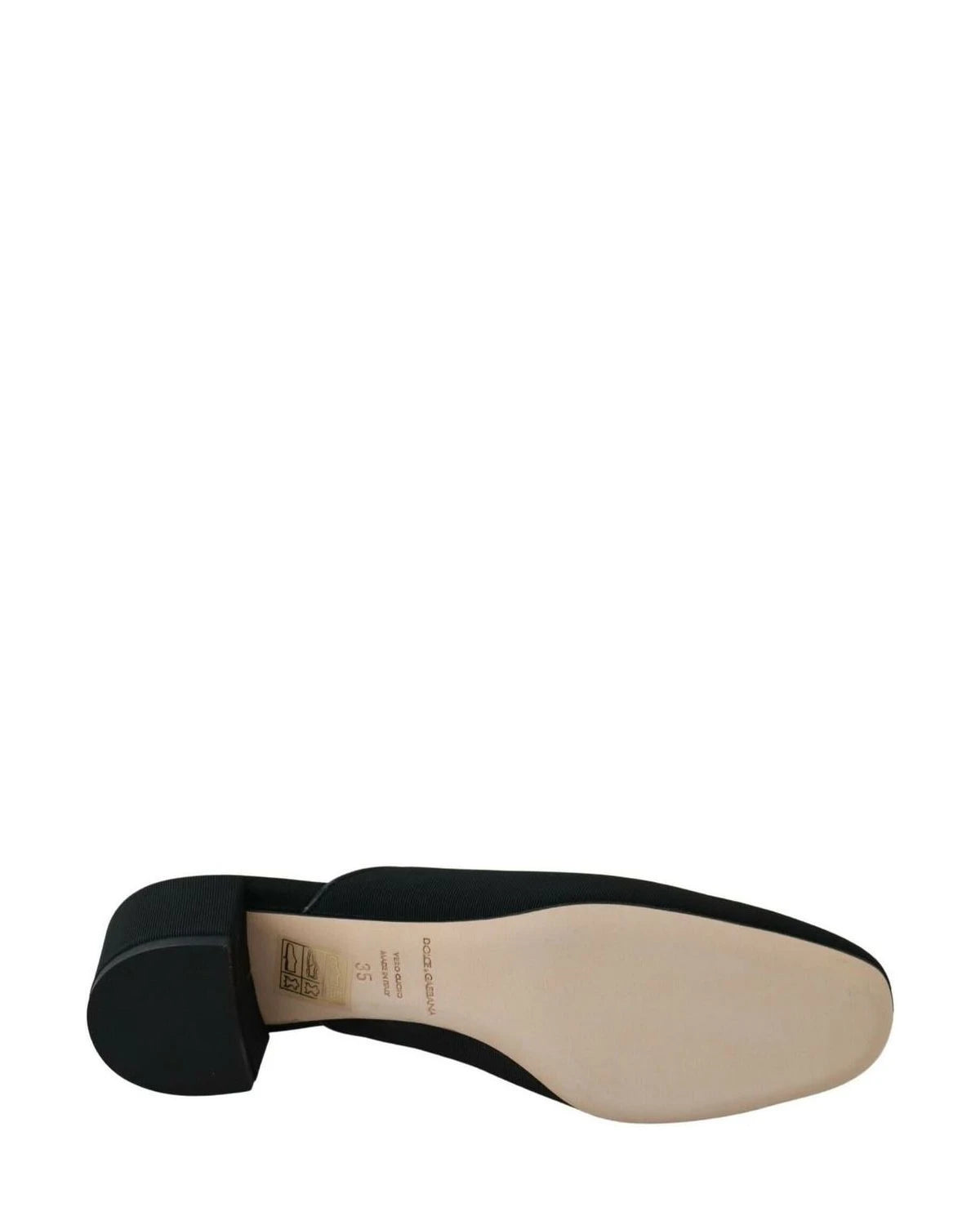 Dolce & Gabbana Black Grosgrain Slides Heels