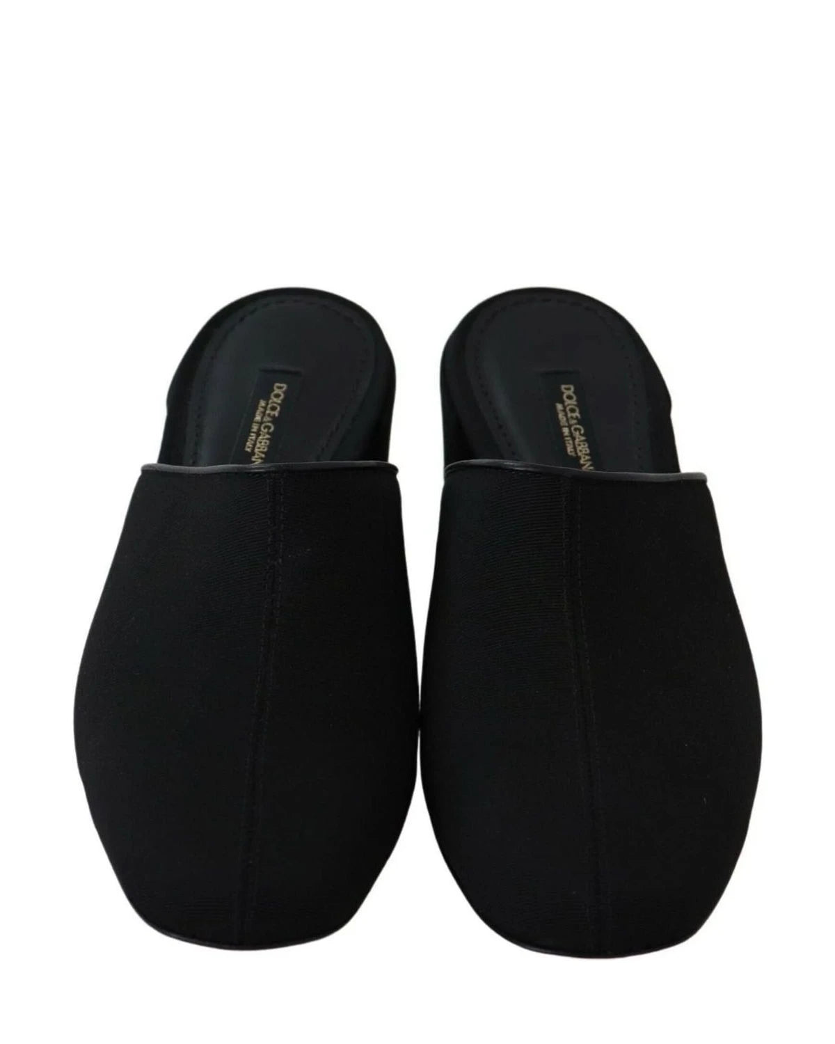 Dolce & Gabbana Black Grosgrain Slides Heels