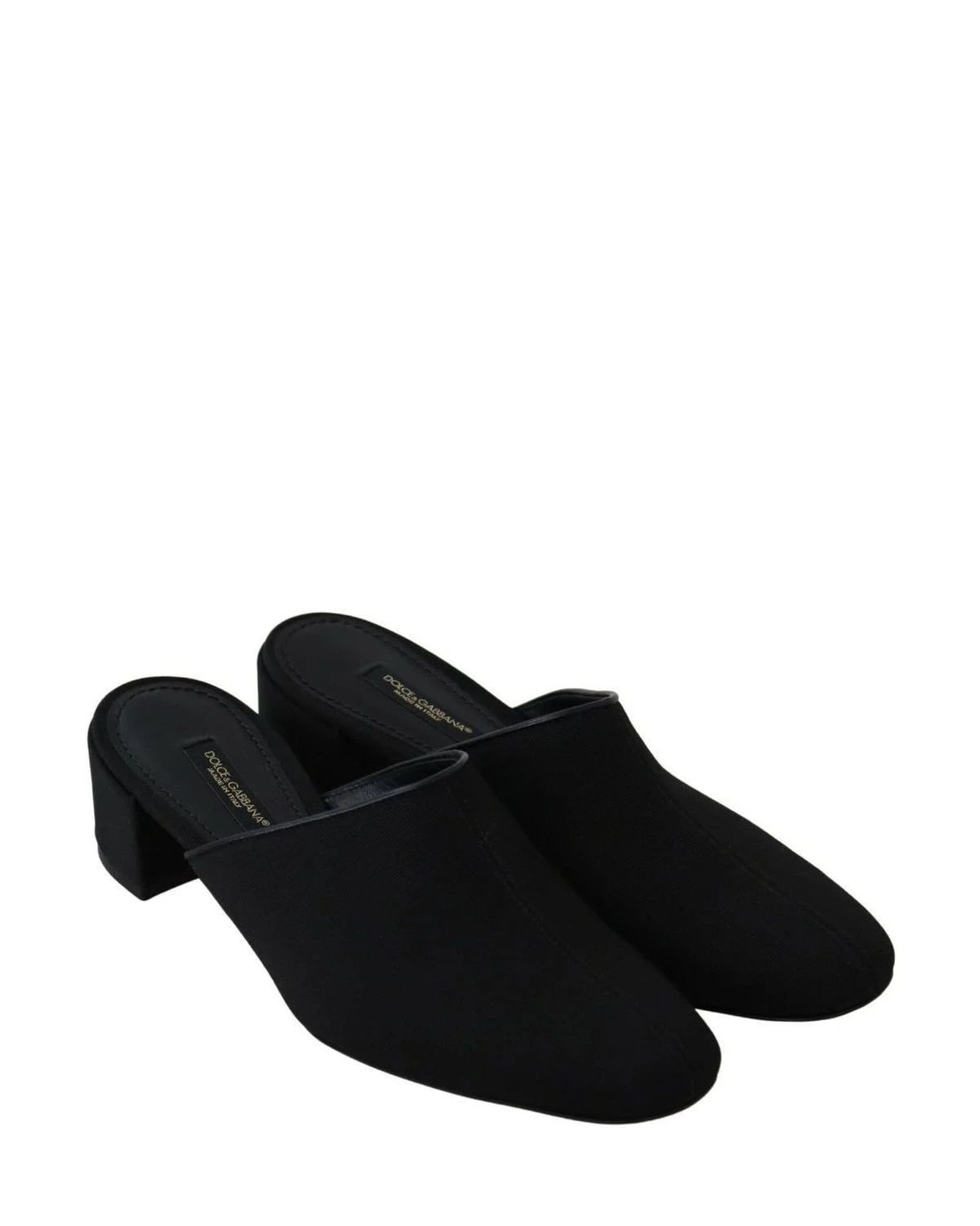 Dolce & Gabbana Black Grosgrain Slides Heels