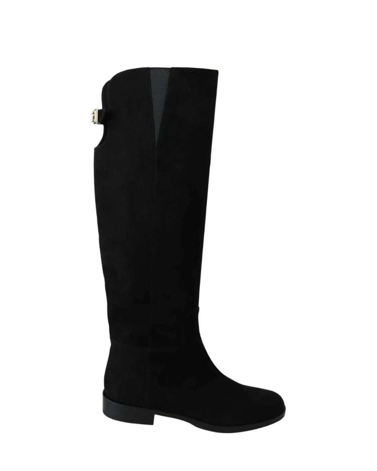 Dolce & Gabbana Black Suede Knee High Flat Boots Boots