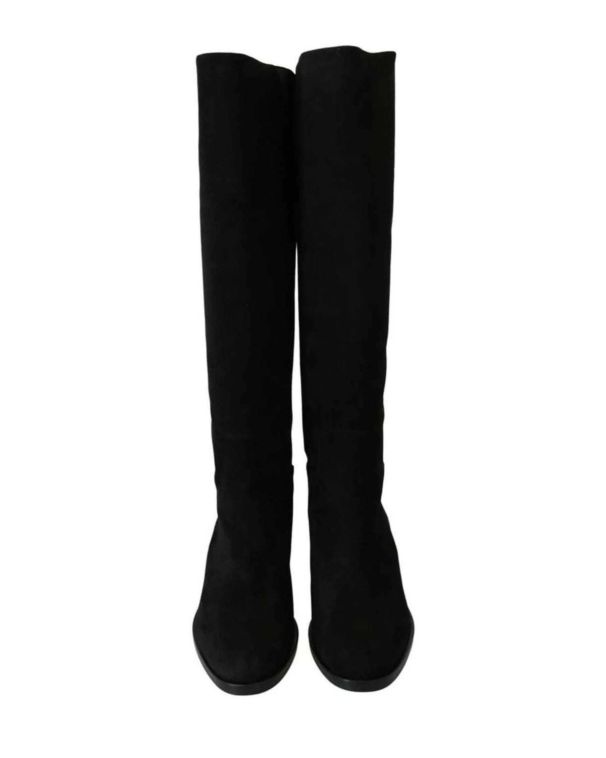 Dolce & Gabbana Black Suede Knee High Flat Boots Boots