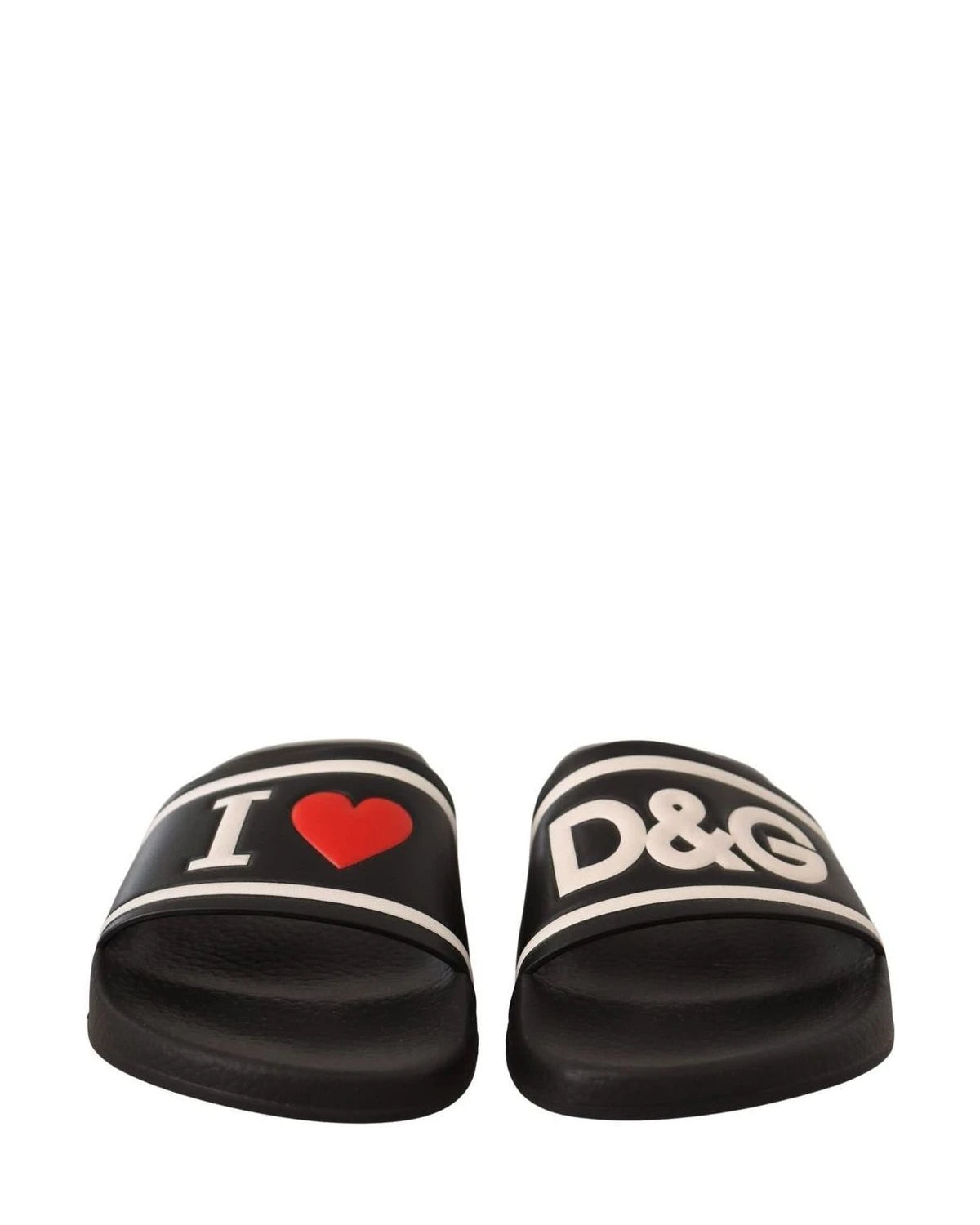 Dolce & Gabbana Black Leather Slides Sandals Sandals