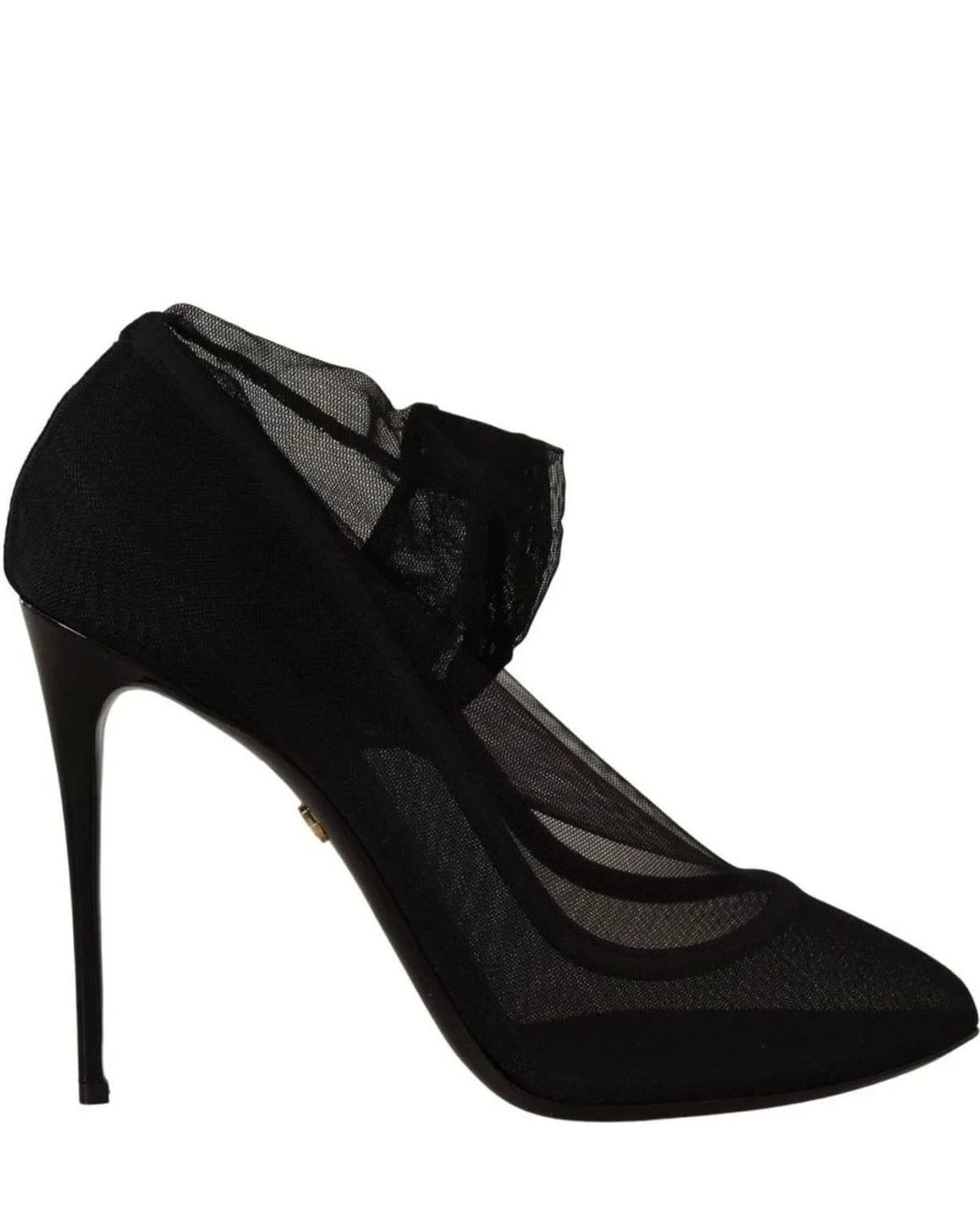 Dolce & Gabbana Black Tulle Stretch Boots Pumps Shoes Heels