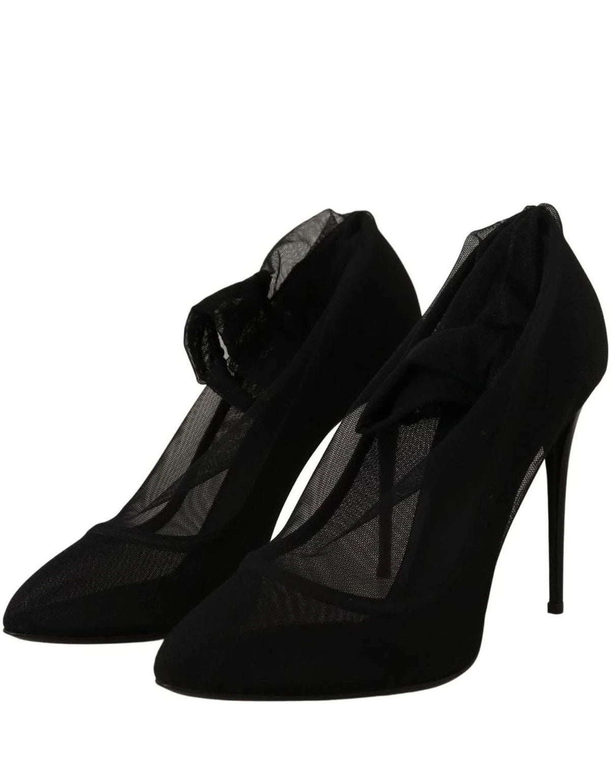 Dolce & Gabbana Black Tulle Stretch Boots Pumps Shoes Heels