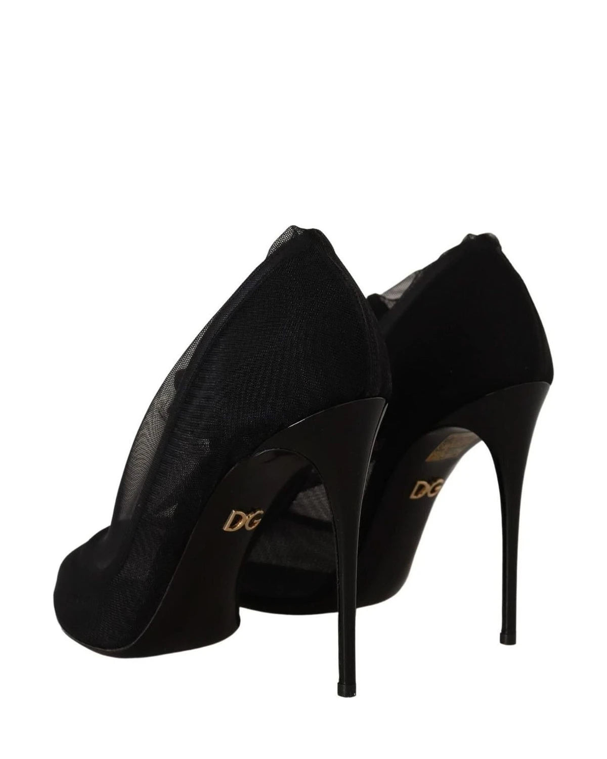 Dolce & Gabbana Black Tulle Stretch Boots Pumps Shoes Heels