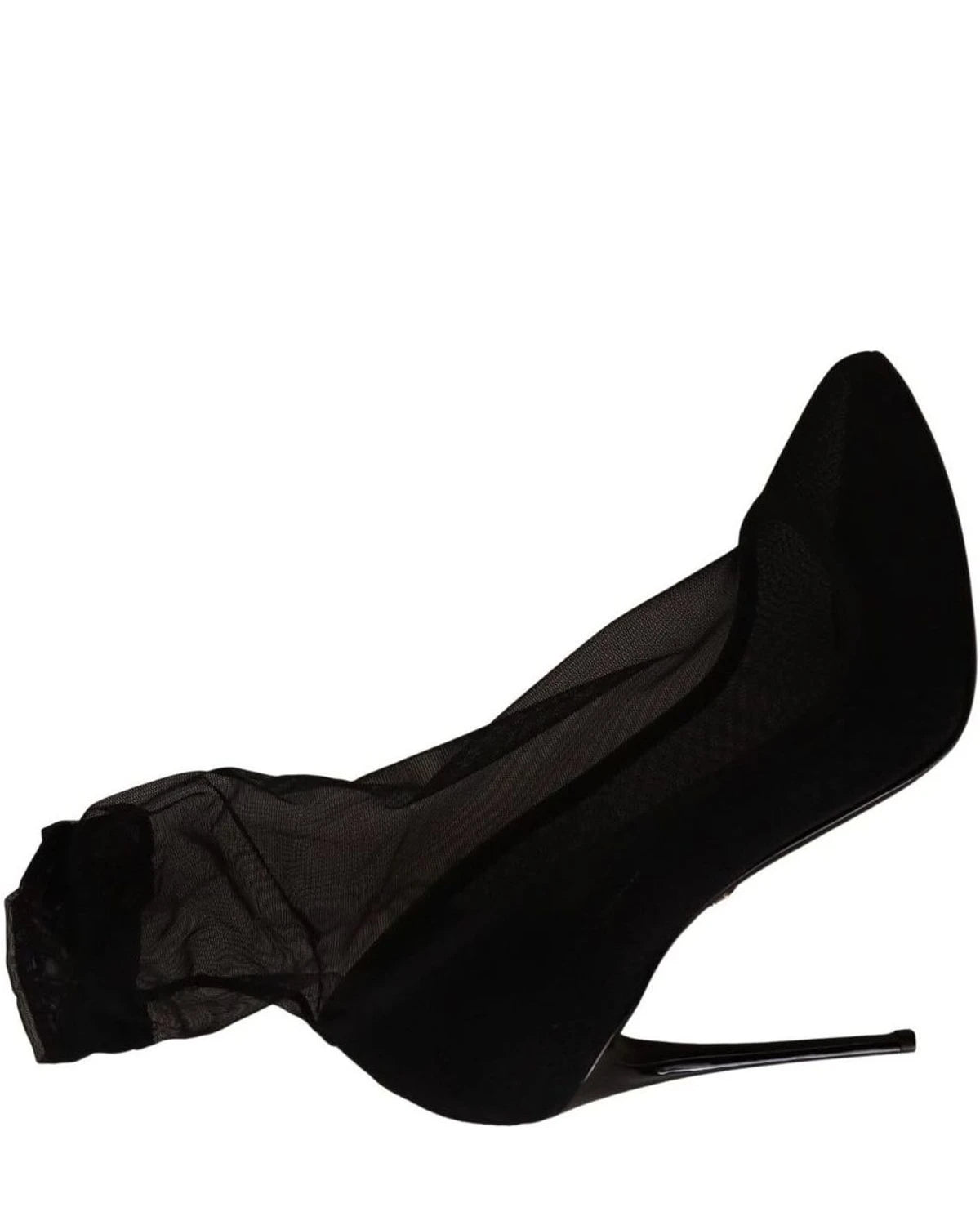 Dolce & Gabbana Black Tulle Stretch Boots Pumps Shoes Heels