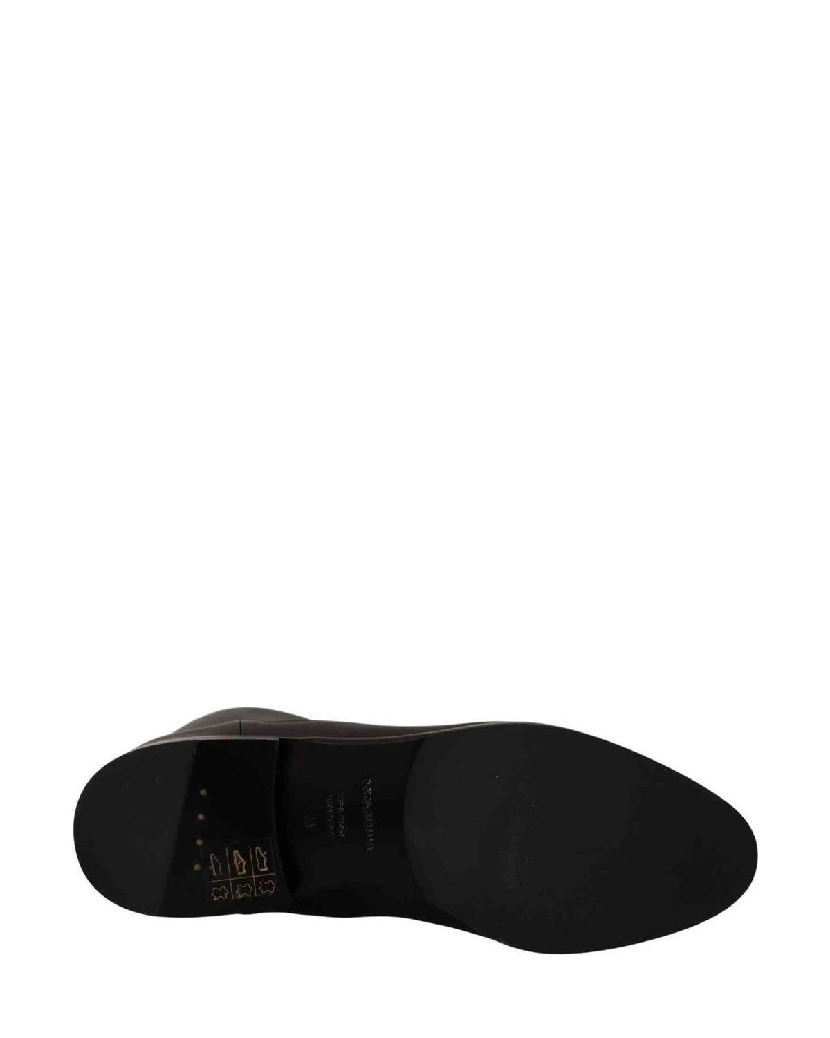 Dolce & Gabbana Black Leather Flats Logo Short Boots Boots